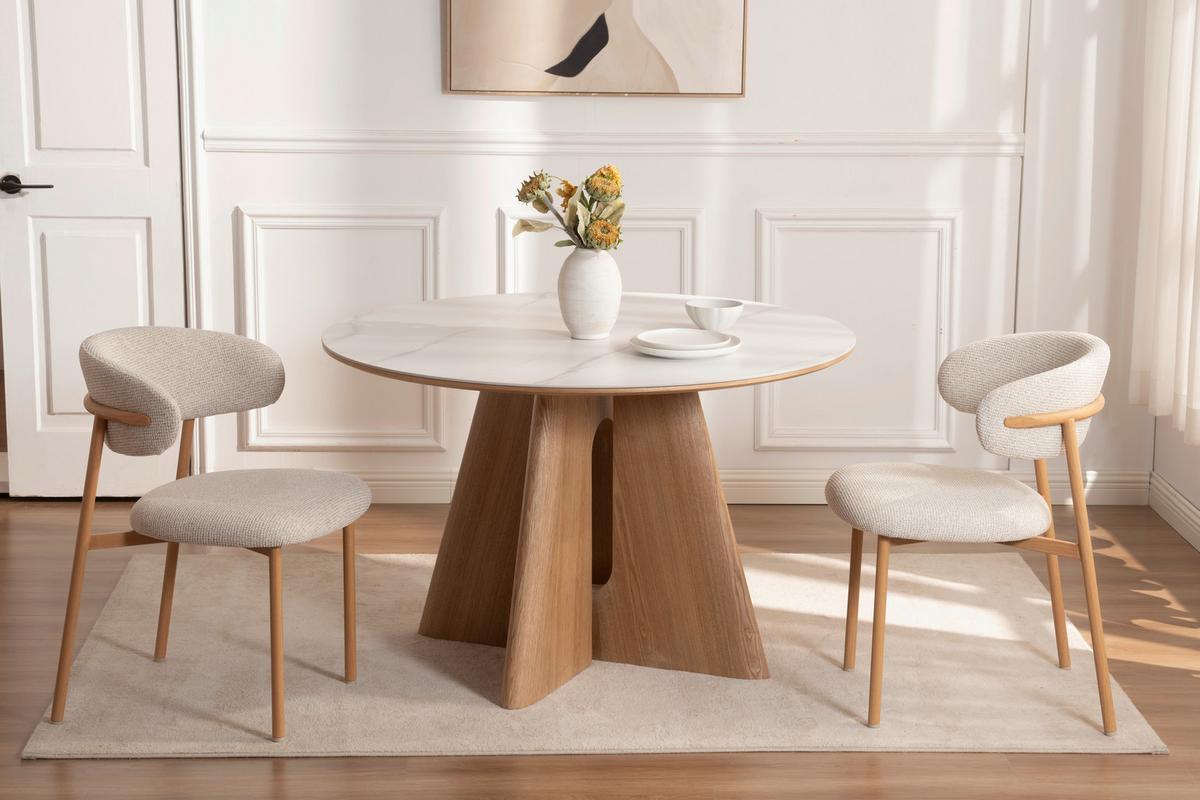 Esstisch Otis Weiß/Eichefarben D: 120 cm - Eichefarben/Weiß, MODERN, Holz/Holzwerkstoff (120/120/75cm) - Livetastic