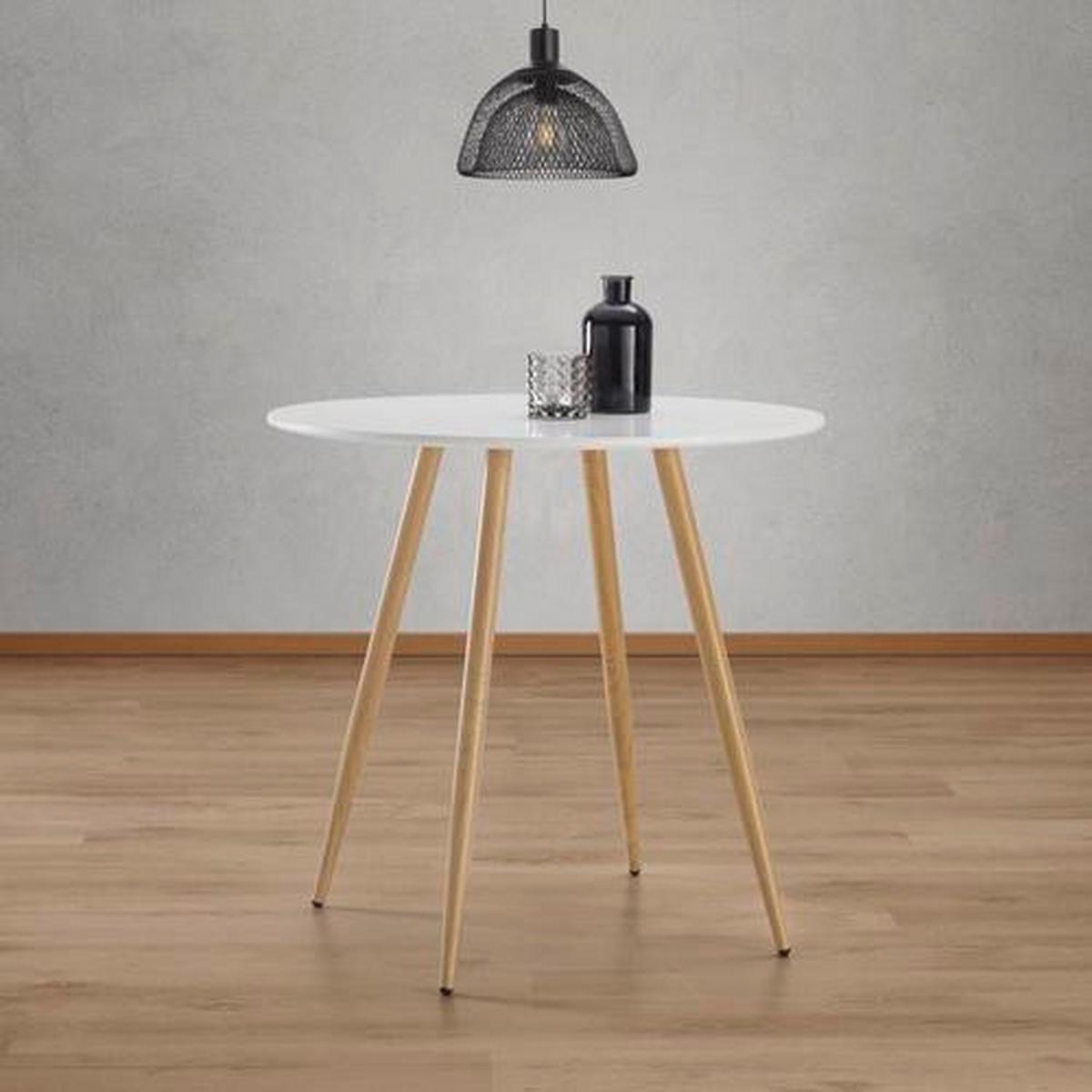 Jídelní stůl John 80 - bílá/barvy dubu, Moderní, kov/dřevo (80/76cm) - Modern Living