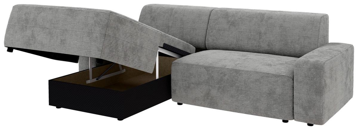 Ecksofa Wien, Grau S: 162x246 cm - Schwarz/Grau, MODERN, Textil (162/246cm) - Trendmanufaktur