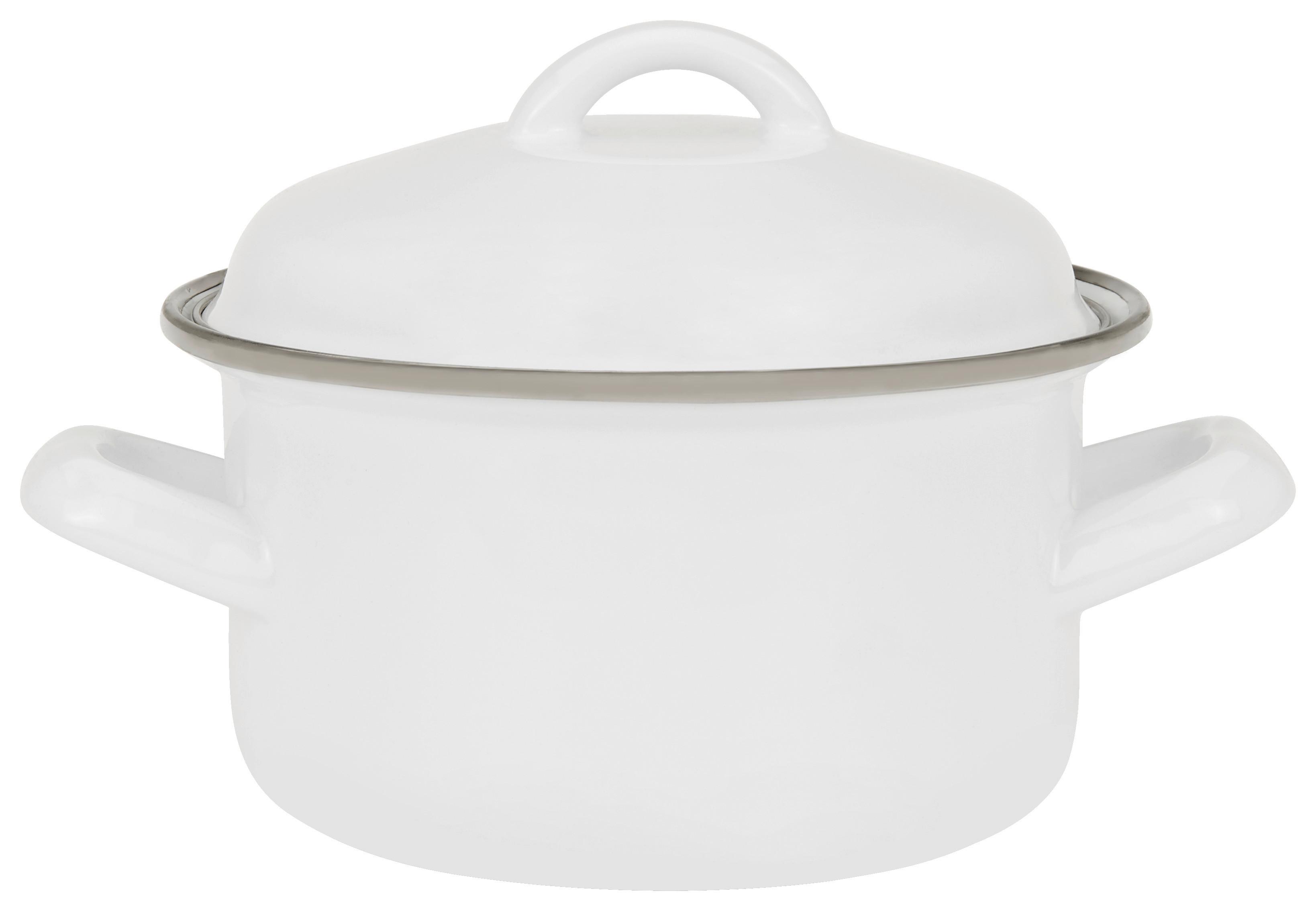 Kochtopf Kosima 0,8 L Carbonstahl mit Deckel - Weiß, LIFESTYLE, Metall (12/9cm) - Luca Bessoni