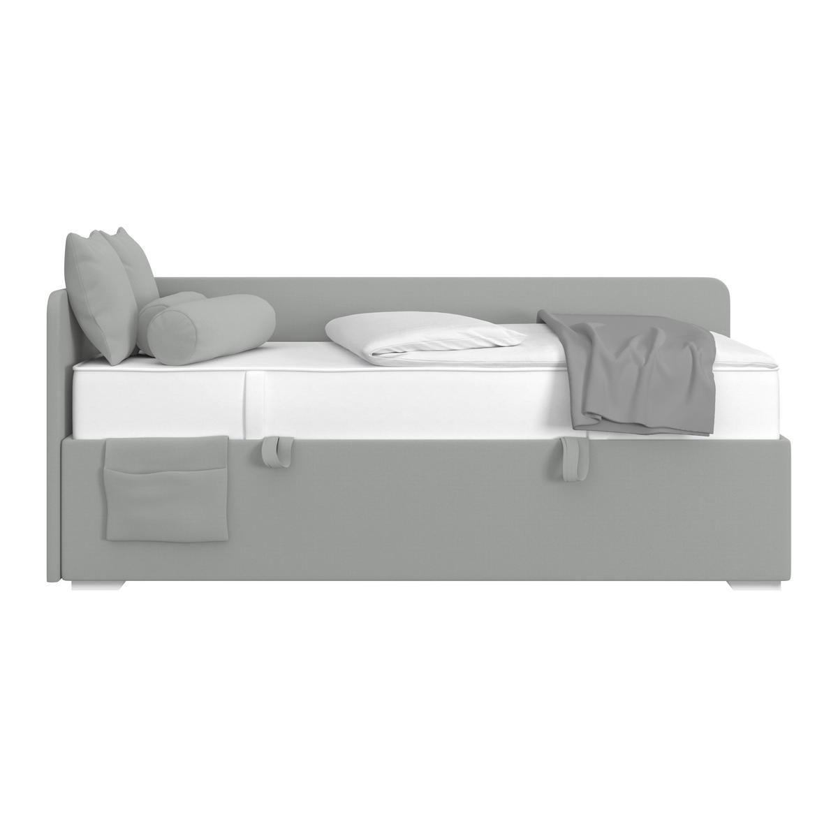Kárpitozott Ágy Remi 90/200cm - világosszürke/ezüstszínű, Modern, textil/fa (90/200cm)