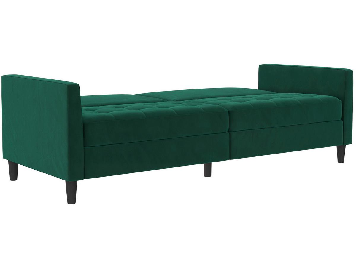 Schlafsofa Palermo Dunkelgrün, mit Schlaffunktion - Dunkelgrün/Schwarz, Basics, Textil (207/86/86cm) - Livetastic