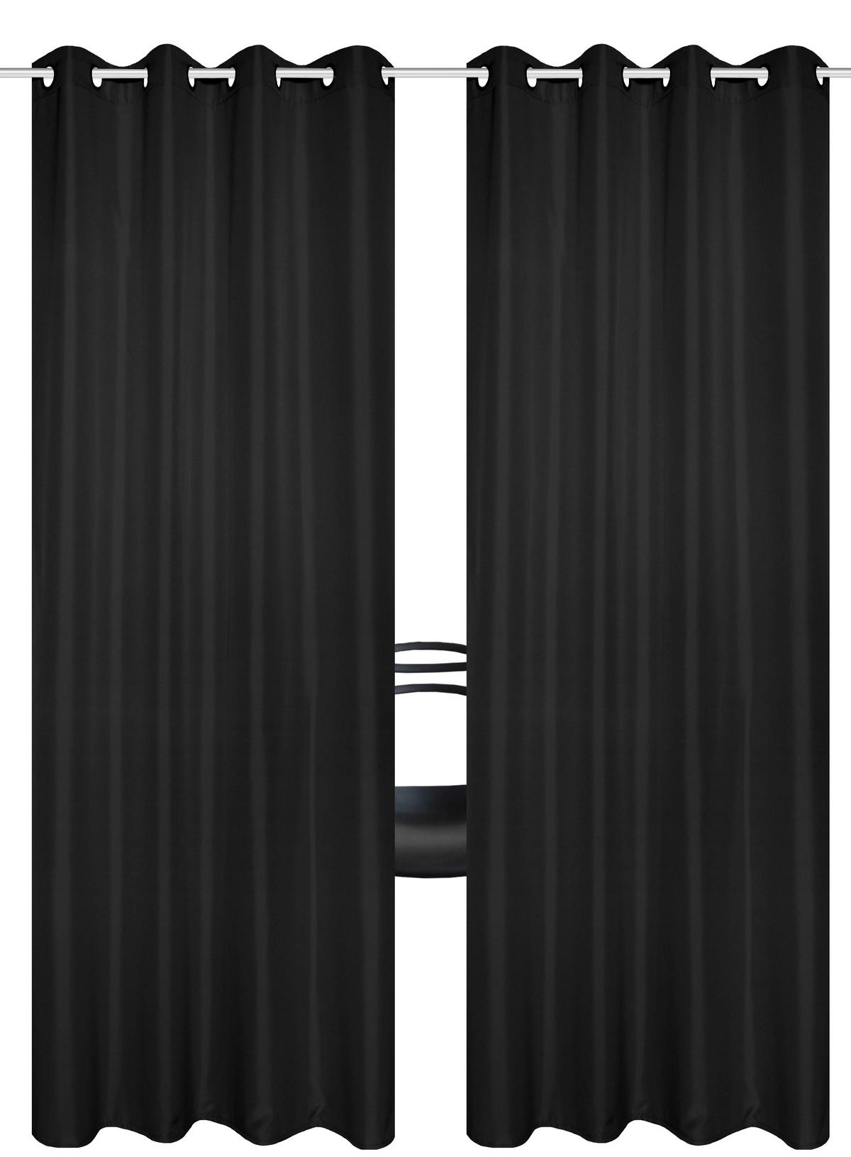 Ösenvorhang Atlantika Schwarz B: 140 cm - Schwarz, Basics, Textil (140/235cm)