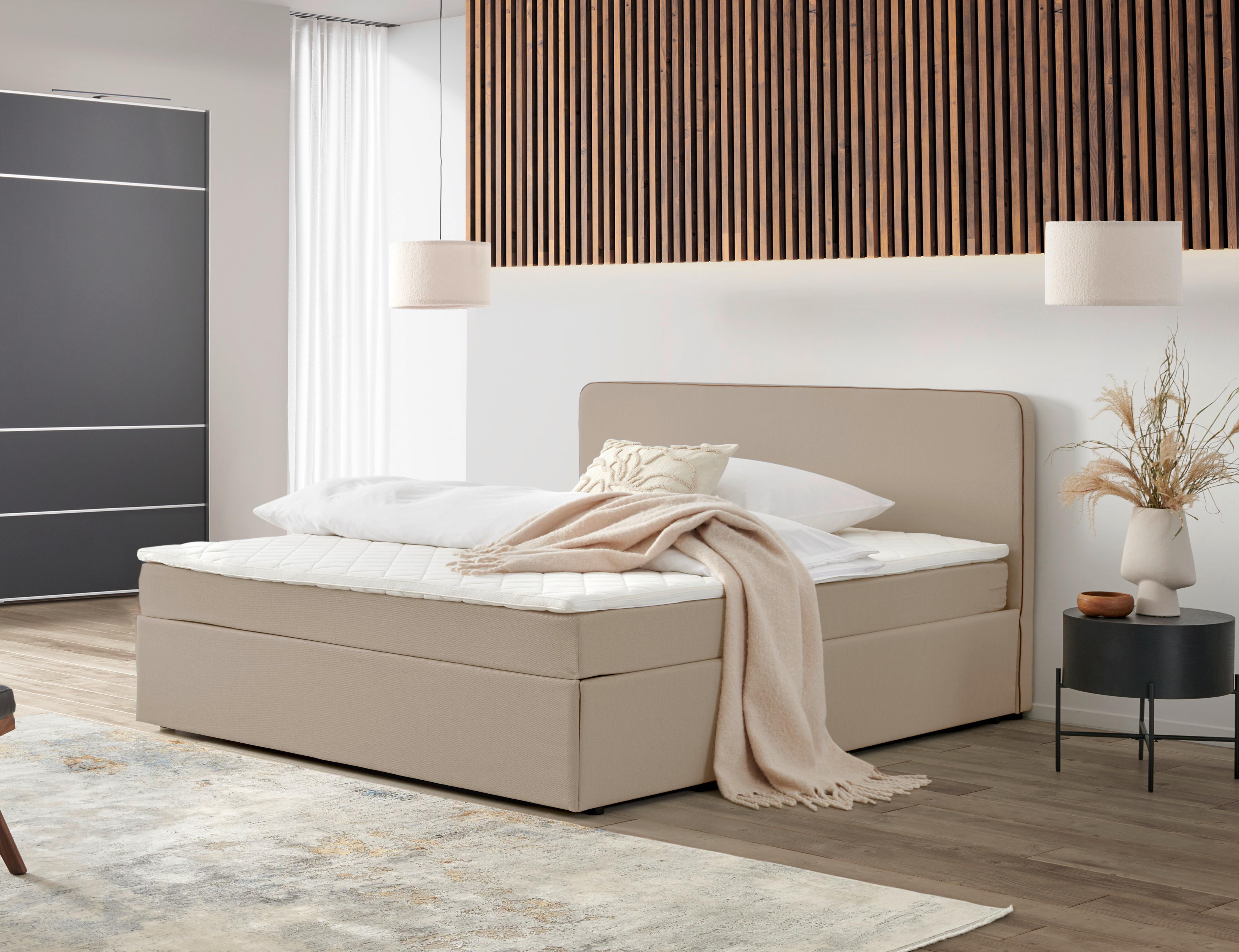 Boxspringbett Mit Topper 180x200 Cm Anton Beige