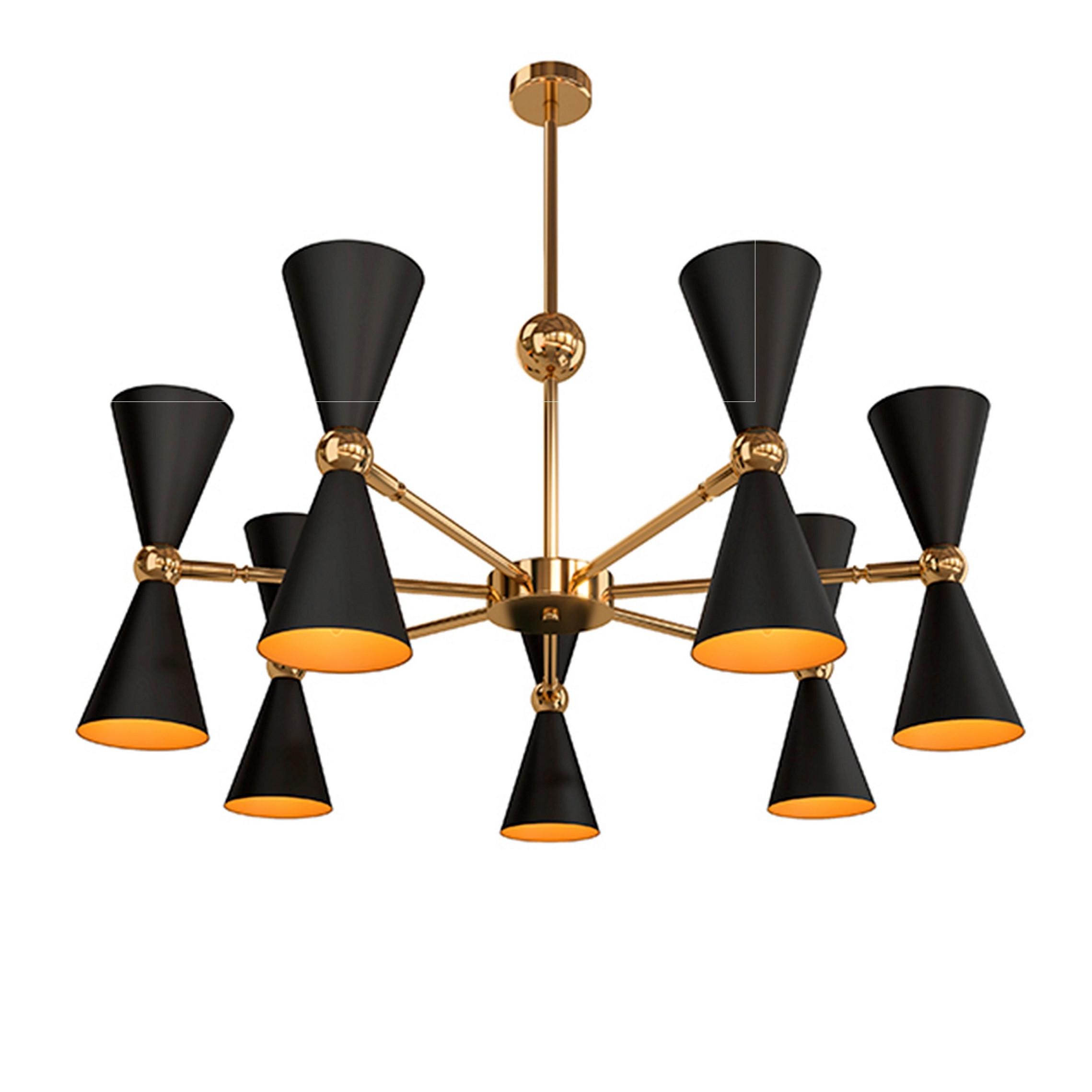 Pendelleuchte Vesper - Goldfarben/Schwarz, Trend, Metall (91/32/91cm) - MAYTONI