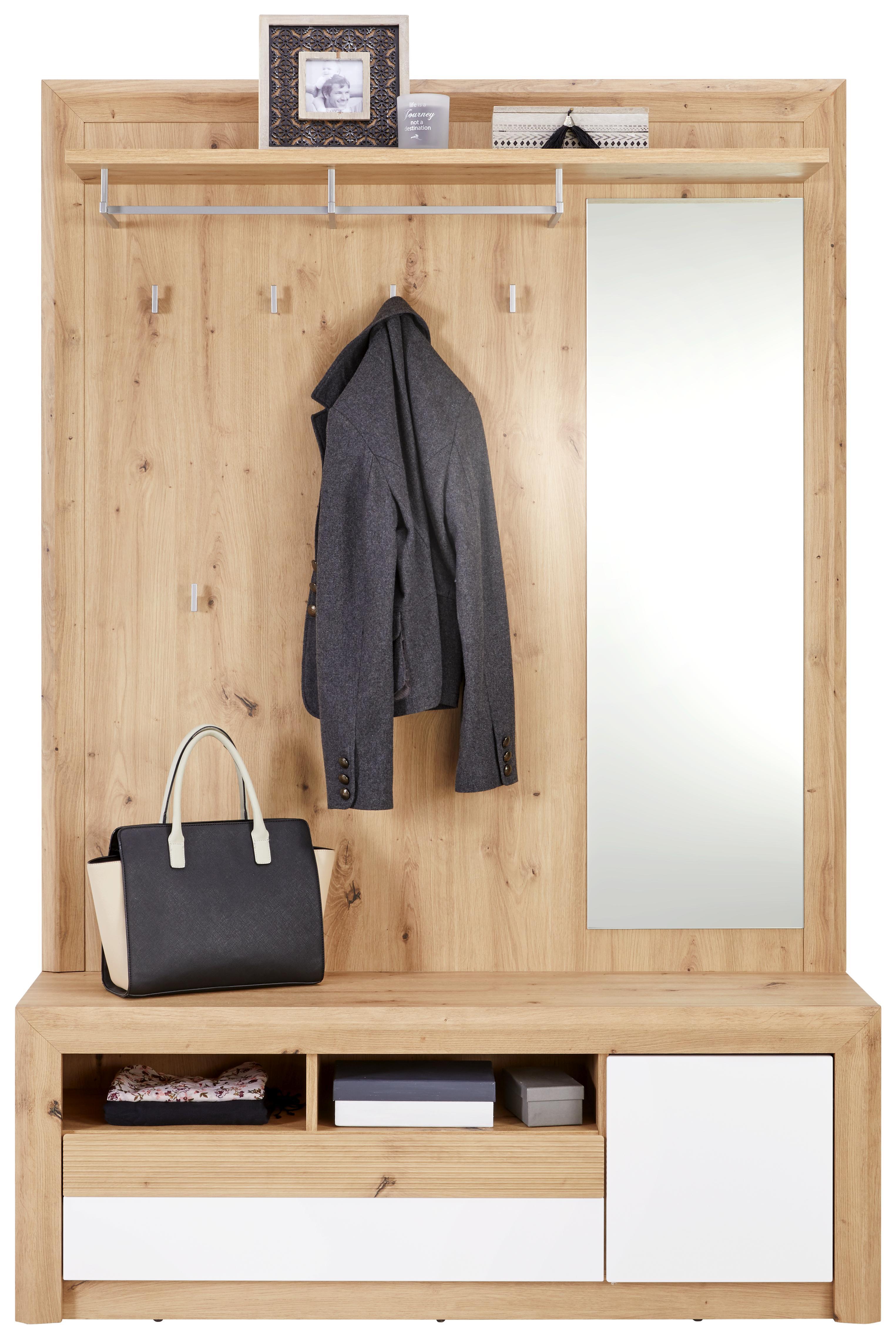 Garderobe Kashmir New - Eichefarben/Weiß, MODERN, Holzwerkstoff (130/192/36cm) - James Wood