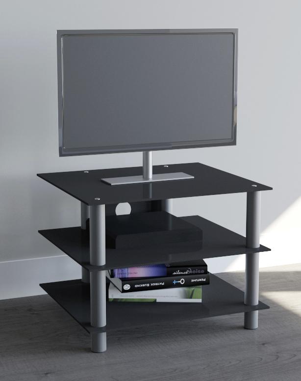 Phonotisch Sindas B: 60 cm Schwarz/Silberfarben - Silberfarben/Schwarz, KONVENTIONELL, Glas/Metall (60/45/42cm) - MID.YOU