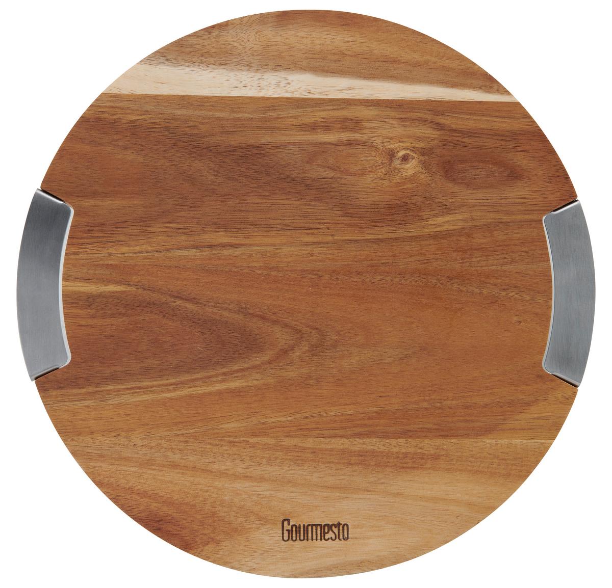 Doska na krájanie Profi Line, Ø: 31,2cm - farba akácie, Konventionell, kov/drevo (31,2/1,9cm) - Gourmesto