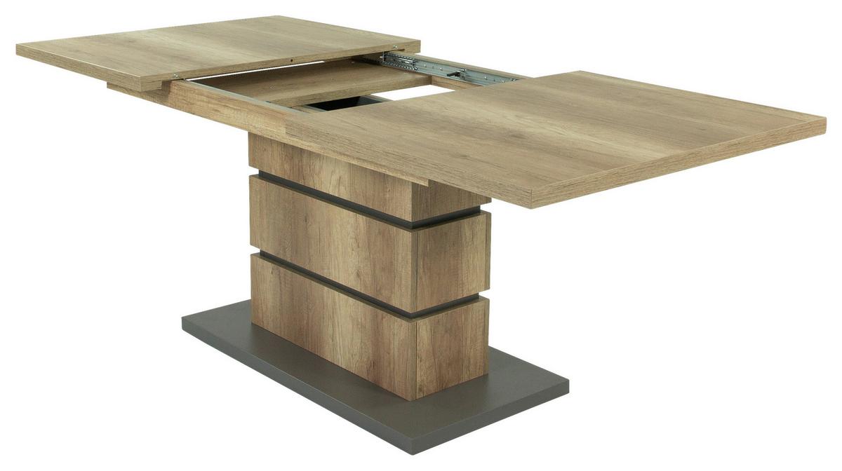 Esstisch ausziehbar Bea 140-190x86 cm Eiche Dekor - Anthrazit/Braun, MODERN, Holzwerkstoff (140/86/75cm) - MID.YOU