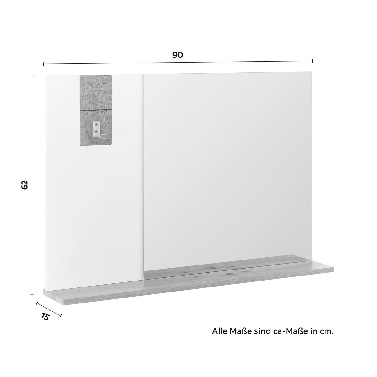 Zrcadlo CARA - bílá/barvy dubu, Moderní, sklo (90/62/15cm) - Bessagi Home