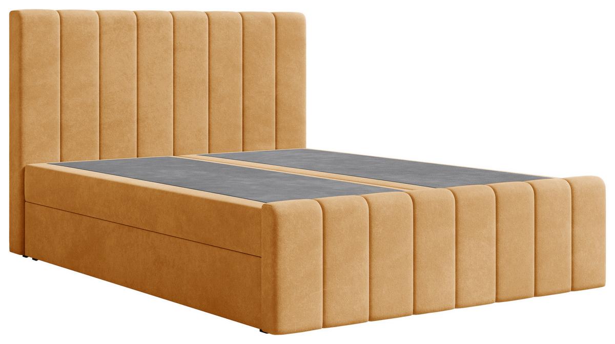 Boxbett Lila mit Topper 180x200 - Currygelb/Schwarz, MODERN, Holz/Kunststoff (180/200cm) - Livetastic