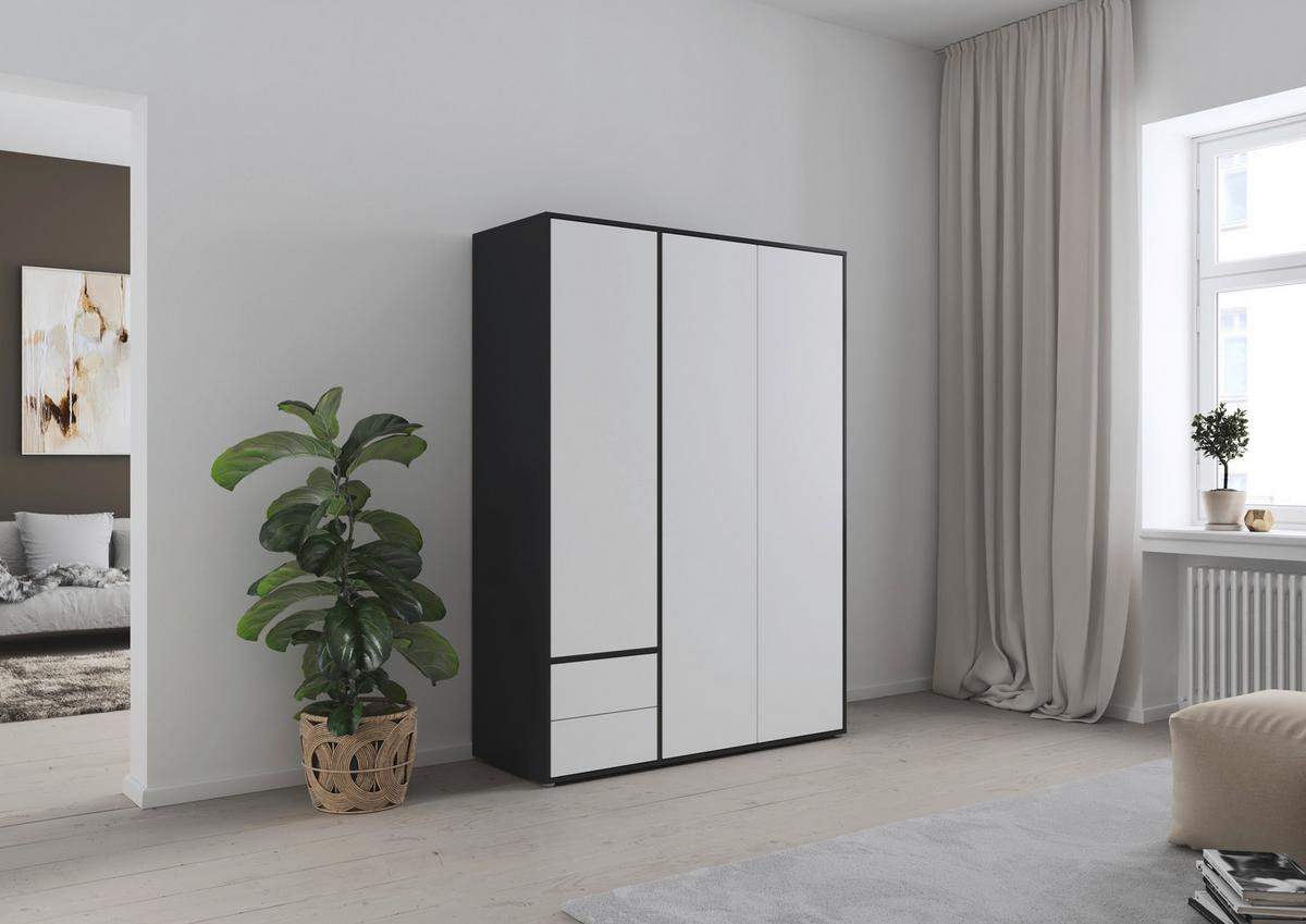 Drehtürenschrank Nabila Grau Weiß B: 140 cm - Weiß/Grau, MODERN, Holzwerkstoff (140/194/53cm) - Rauch Möbel