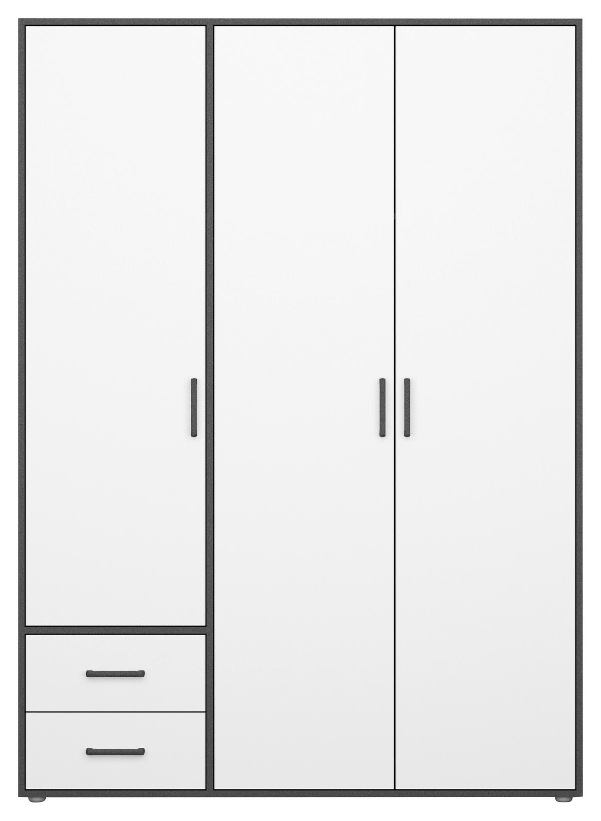 Drehtürenschrank Voyager Grau,weiß 140 Cm - Weiß/Grau, MODERN, Holzwerkstoff (140/194/53cm) - Rauch Möbel