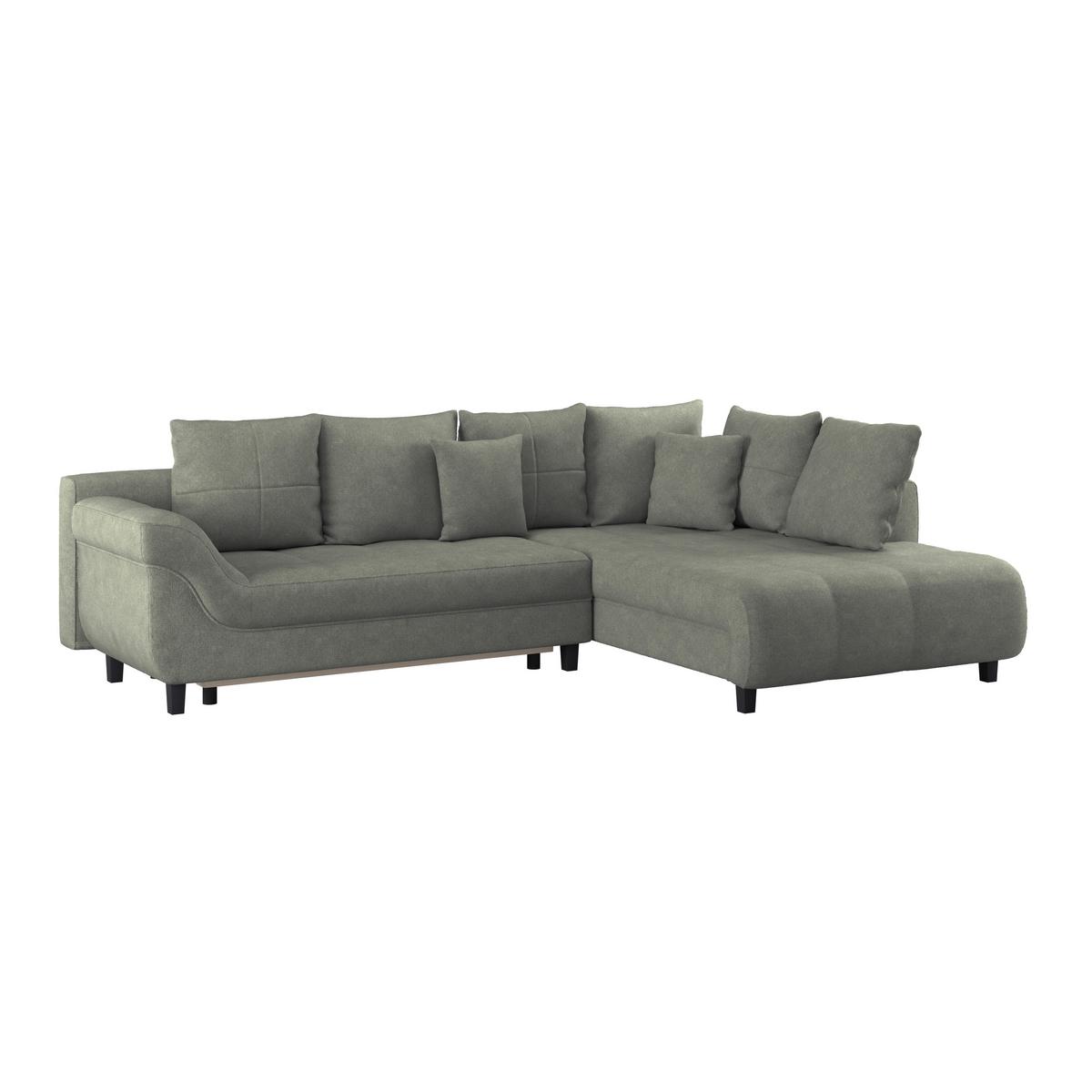 Ecksofa Mendoza - Schwarz/Grau, Design, Textil (309/197cm) - Ondega