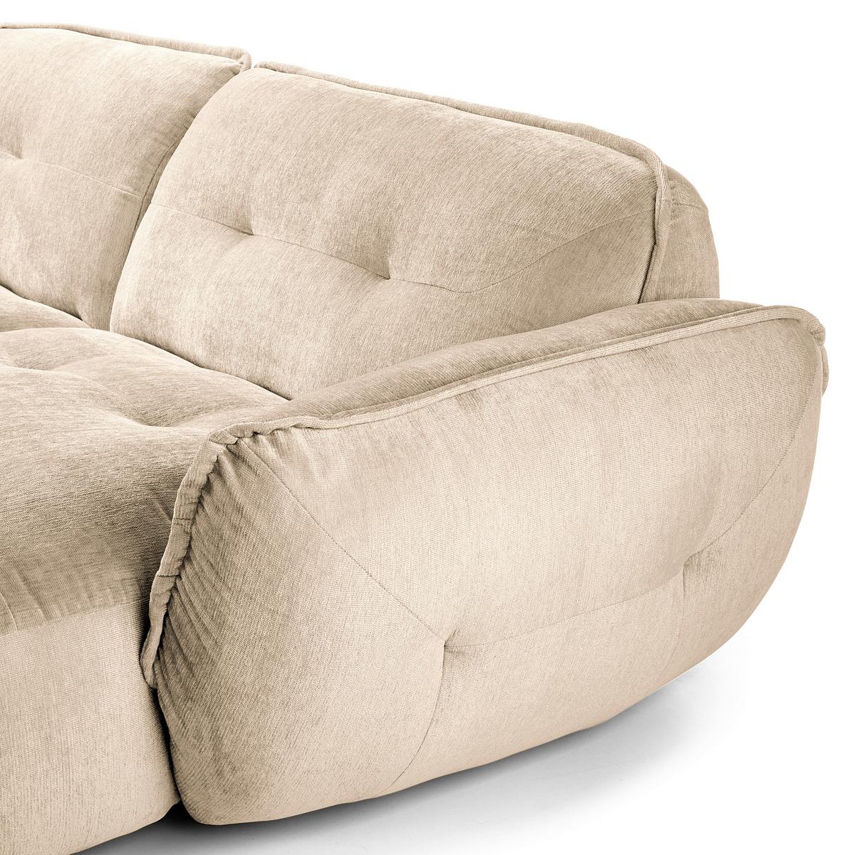 Ecksofa Fluffy, Creme S: 269x184 Cm - Creme/Schwarz, MODERN, Textil (269/184cm) - Trendmanufaktur