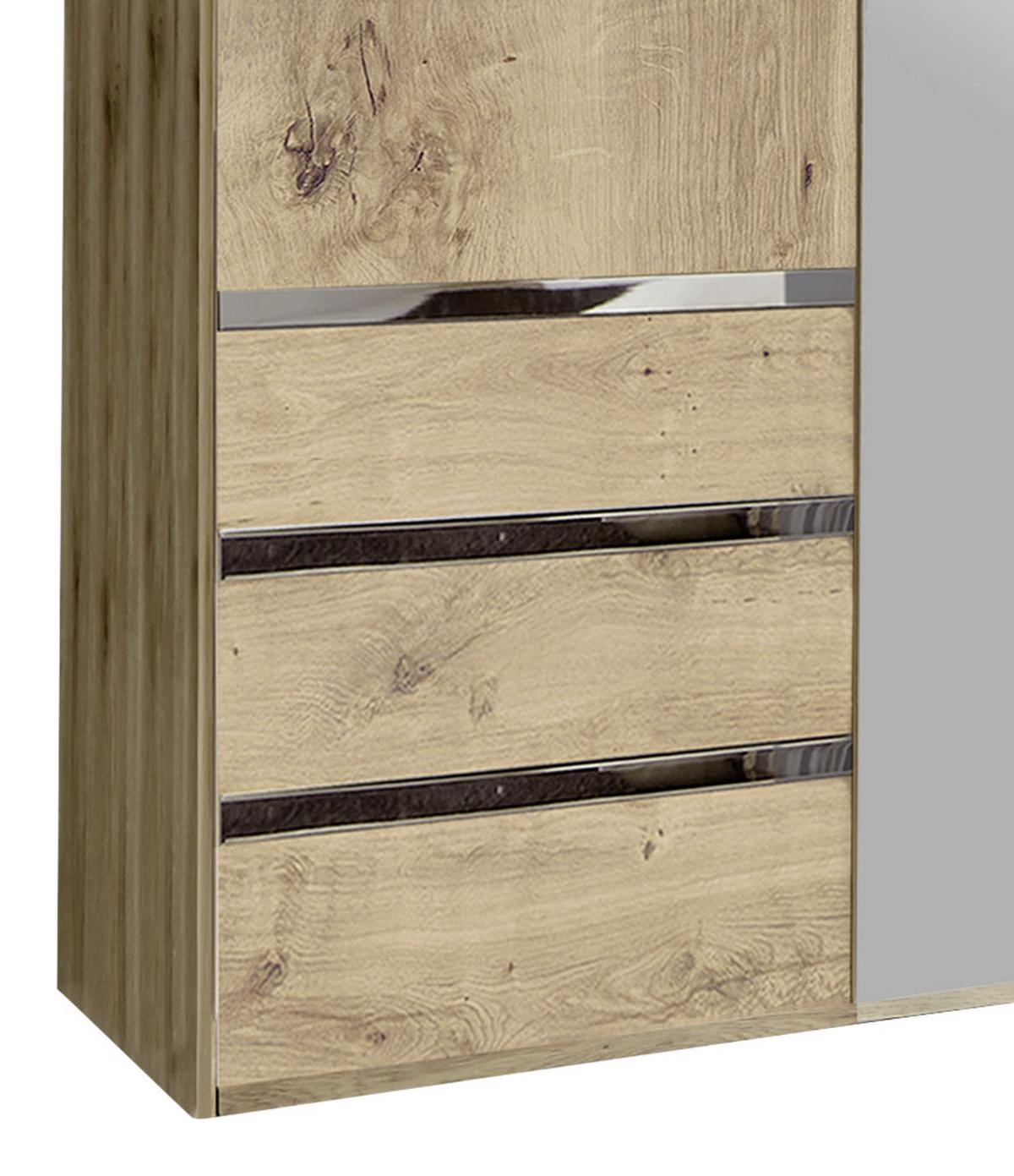 Drehtürenschrank Mit Spiegel 150cm Level 36a, Eichen Dekor - Eichefarben/Silberfarben, MODERN, Glas/Holzwerkstoff (150/216/58cm) - MID.YOU