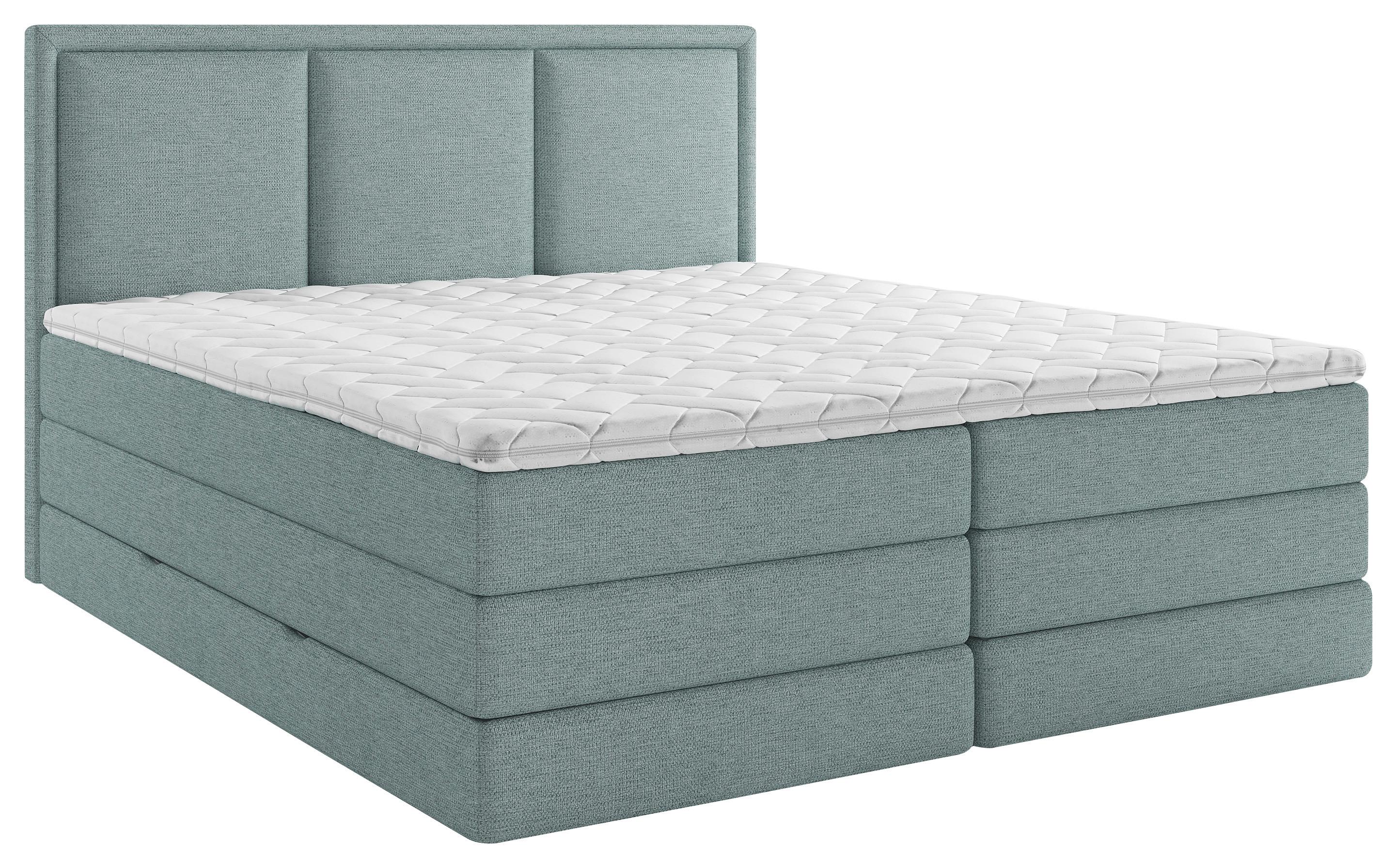Boxspringbett Mit Topper 140x200 Cm Swing Ii K - Petrol, Design, Holzwerkstoff/Textil (140/200cm) - MID.YOU