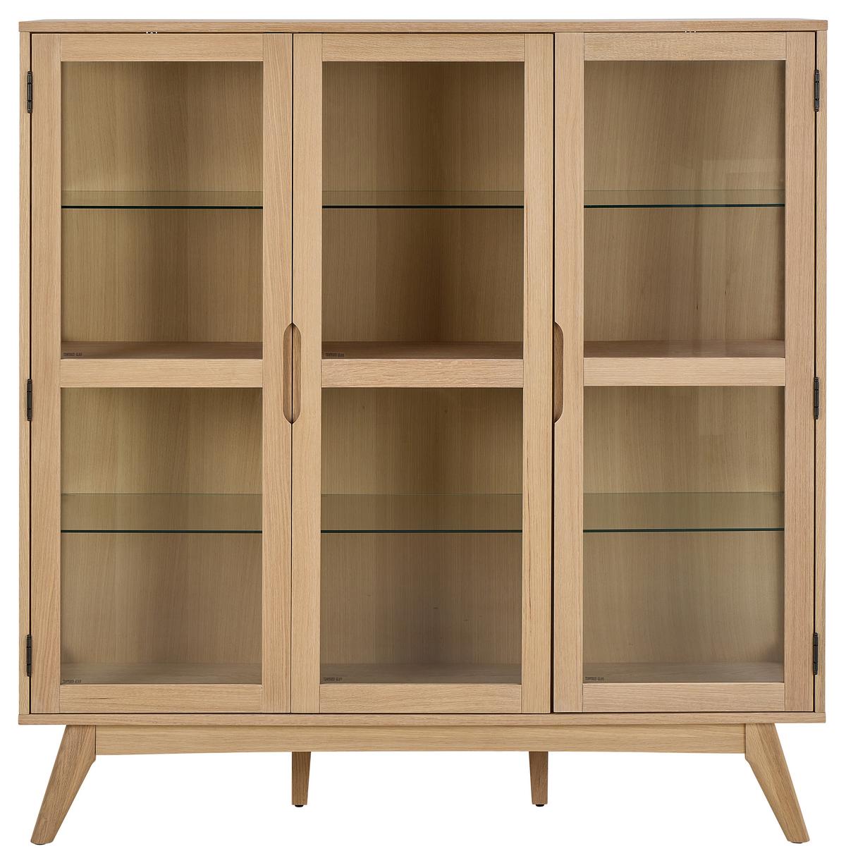 VITRÍNA MARTE - číra/farba duba, Design, kompozitné drevo/sklo (140/148/40cm) - MID.YOU