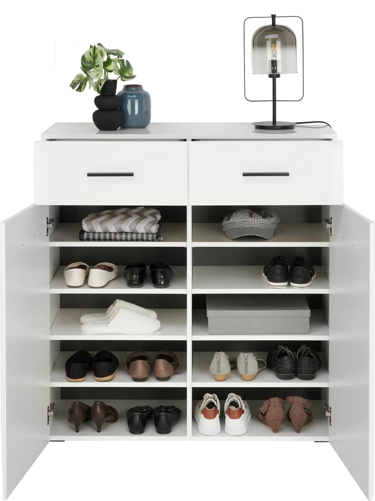 Schuhschrank Avanti Anthrazit/Weiß B: 100cm - Weiß Hochglanz/Anthrazit, Basics, Holzwerkstoff (100/104/42cm) - Hom`in