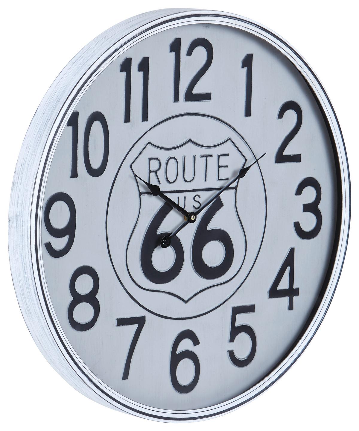 Wanduhr Route Ø 60 cm Analog Schwarz/Weiß Eisen/Glas - Goldfarben/Weiß, Basics, Glas/Metall (60cm) - Luca Bessoni