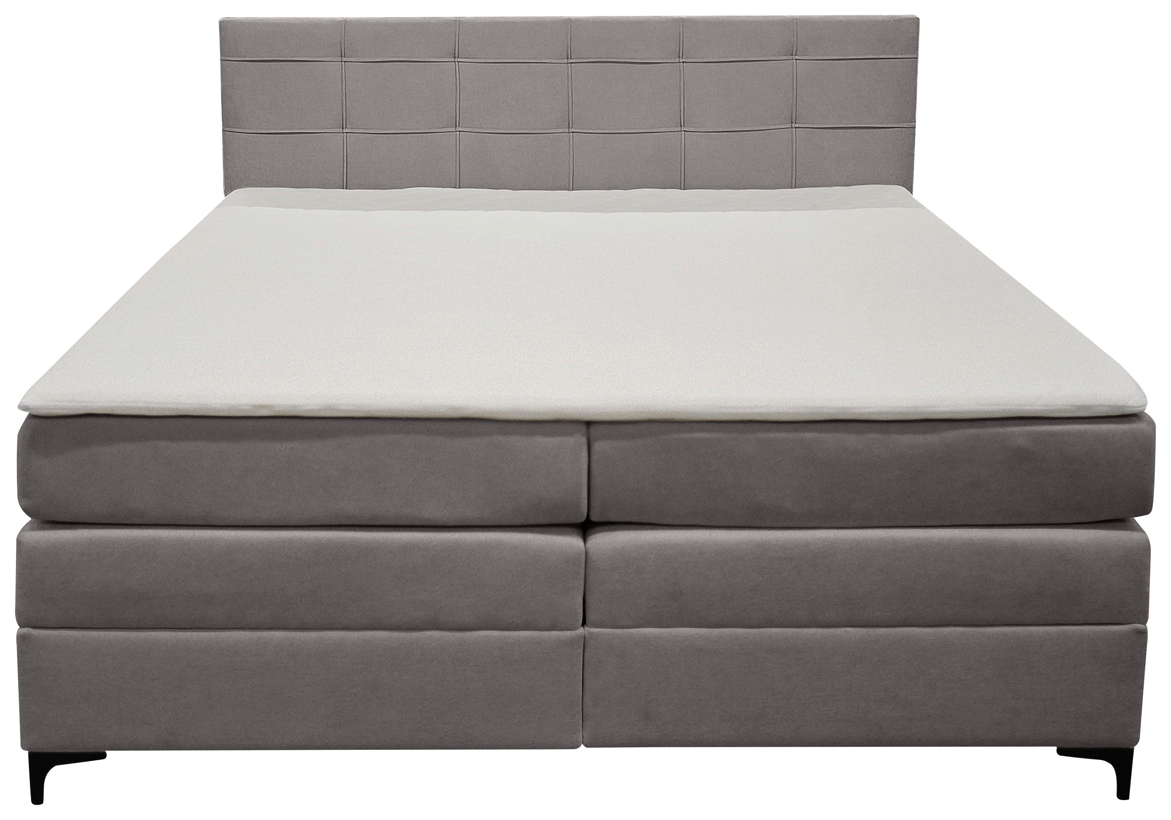 Boxspringbett Mitto mit Topper 180x200 cm - Schwarz/Grau, KONVENTIONELL, Textil/Metall (180/200cm)
