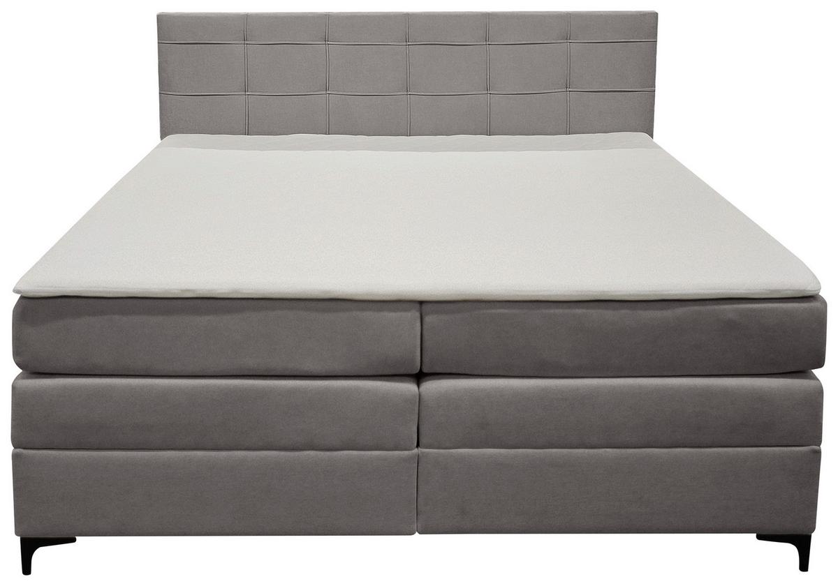 Boxspringbett Mitto mit Topper 160x200 cm - Schwarz/Grau, KONVENTIONELL, Textil/Metall (160/200cm)