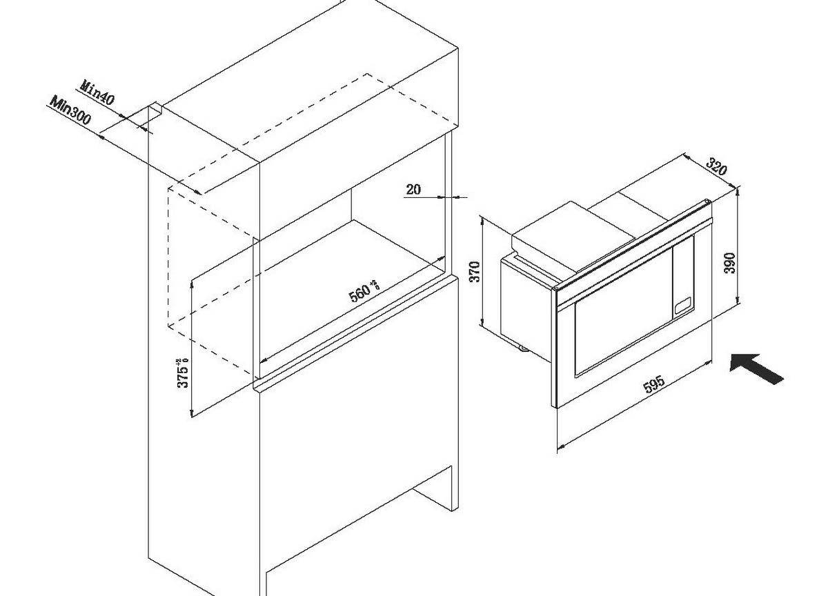 Einbaumikrowelle Emw 13170s - Schwarz (59,5/39/32cm) - Amica