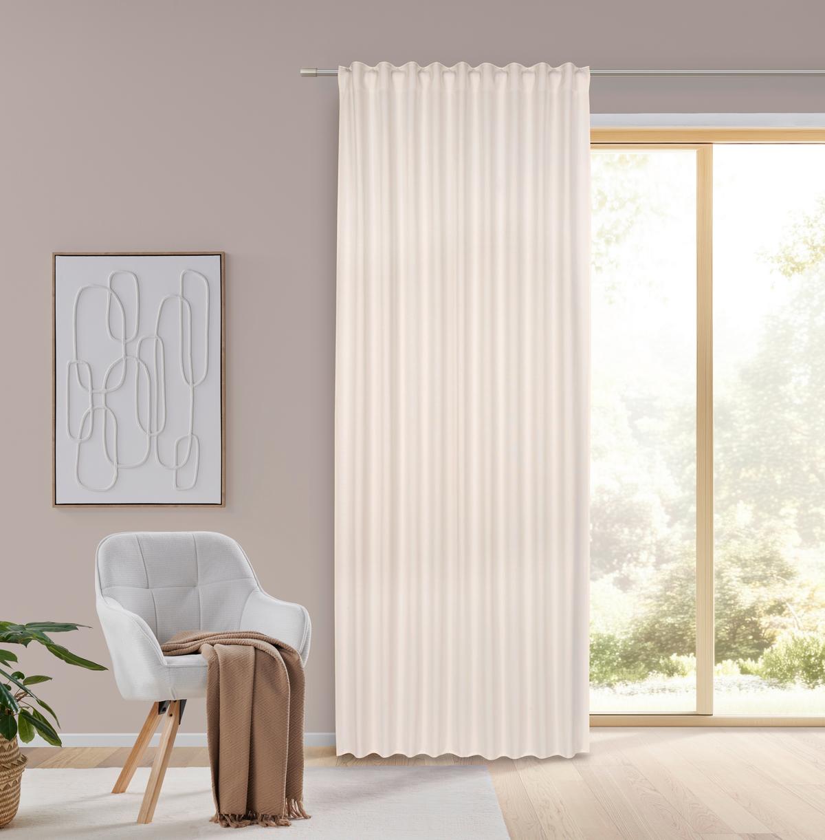 HOTOVÝ ZÁVĚS ULRICH -EXT- -TOP- - pískové barvy, textil (135/245cm) - Modern Living