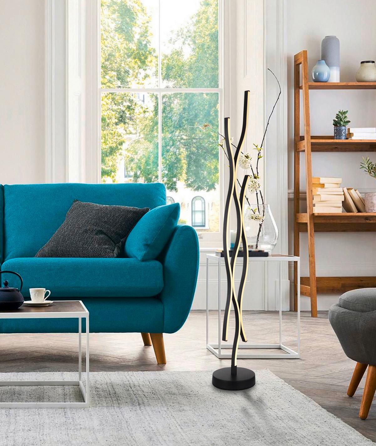 Stehleuchte Opal, Schwarz, Inkl. Led - Opal/Schwarz, Trend, Kunststoff/Metall (20/135cm) - Globo