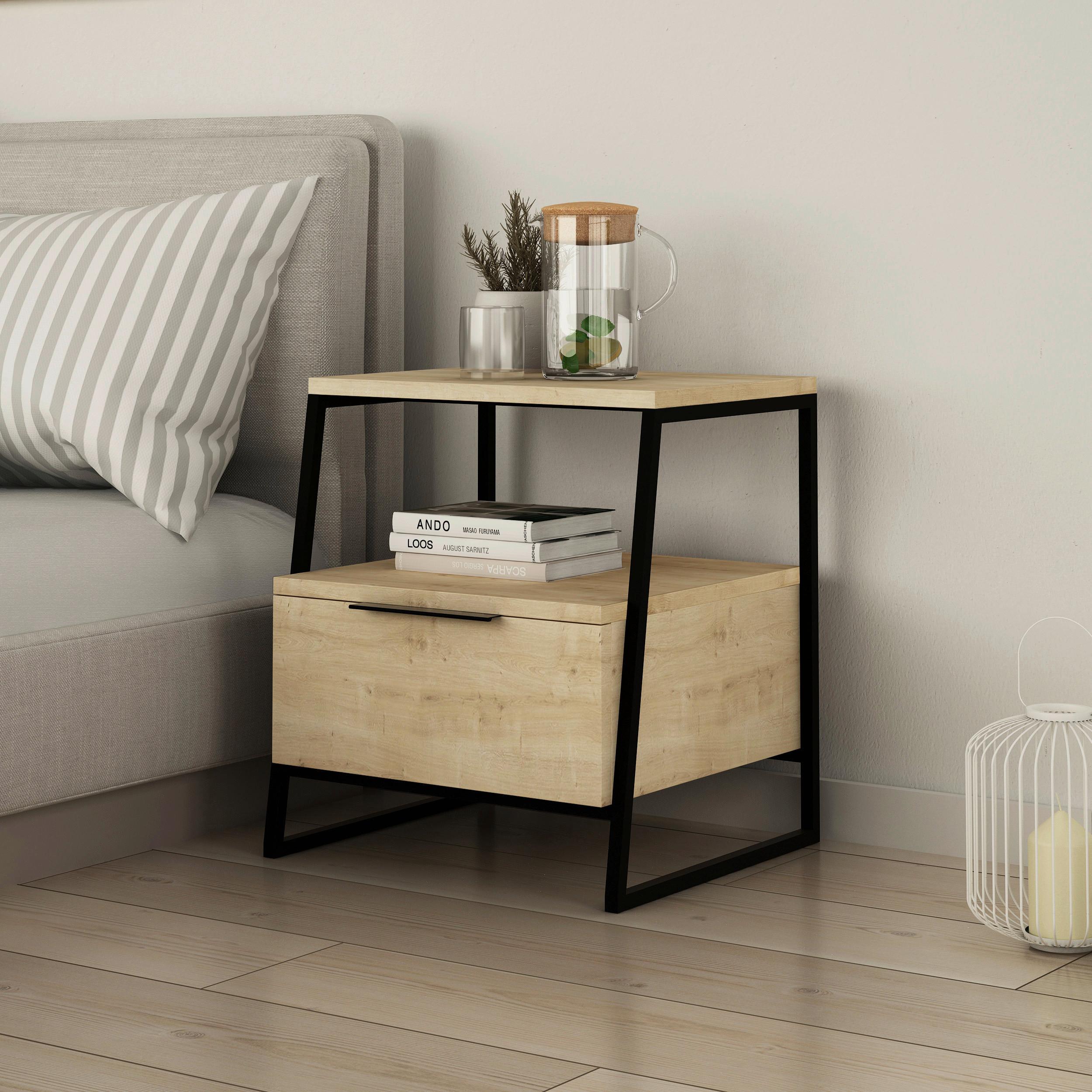 Beistelltisch Pal Beistelltisch - Eichefarben/Beige, Design, Holzwerkstoff (45/40/50cm) - Livetastic