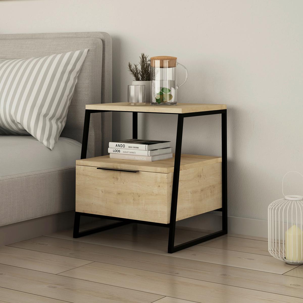 Beistelltisch Pal Beistelltisch - Eichefarben/Beige, Design, Holzwerkstoff (45/40cm) - Livetastic