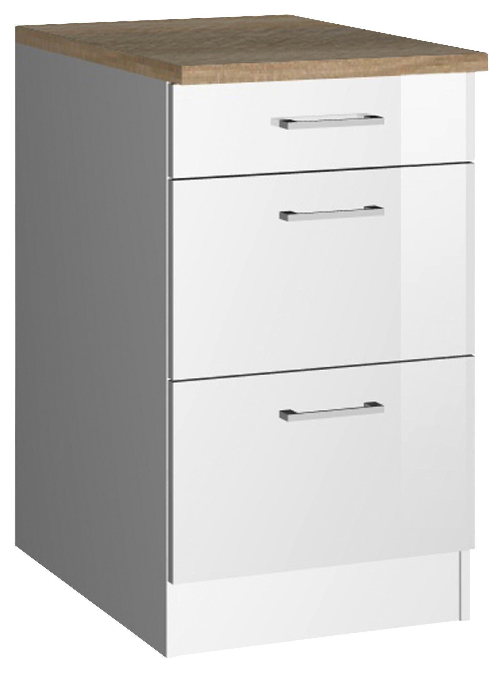 Schubkastenunterschrank Mailand Weiß B: 50 cm - Weiß Hochglanz/Weiß, MODERN, Holzwerkstoff (50/85/60cm) - Held