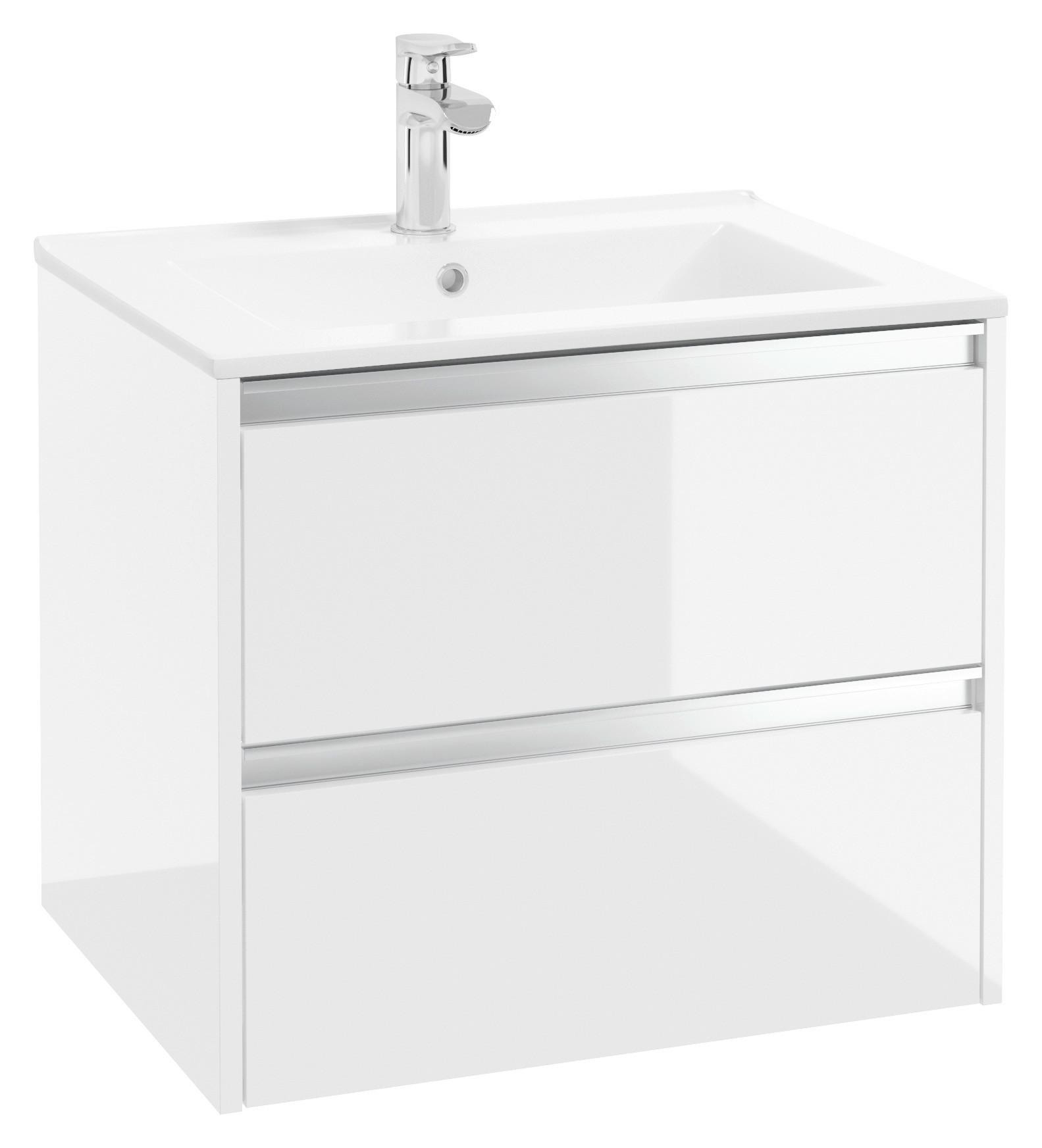 Waschbecken mit Unterschrank Nena B: 60 cm Weiß - Weiß, Basics, Keramik/Holzwerkstoff (60cm) - MID.YOU