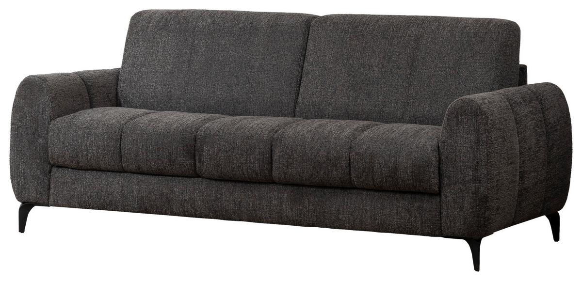 Schlafsofa inkl. Bettfunktion Webstoff anthrazit, B:206 cm - Anthrazit/Schwarz, MODERN, Holz/Textil (206/89/100cm)
