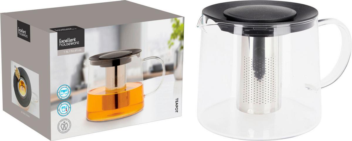 Teáskanna Kb. 1500ml - áttetsző, Üveg (1500ml)