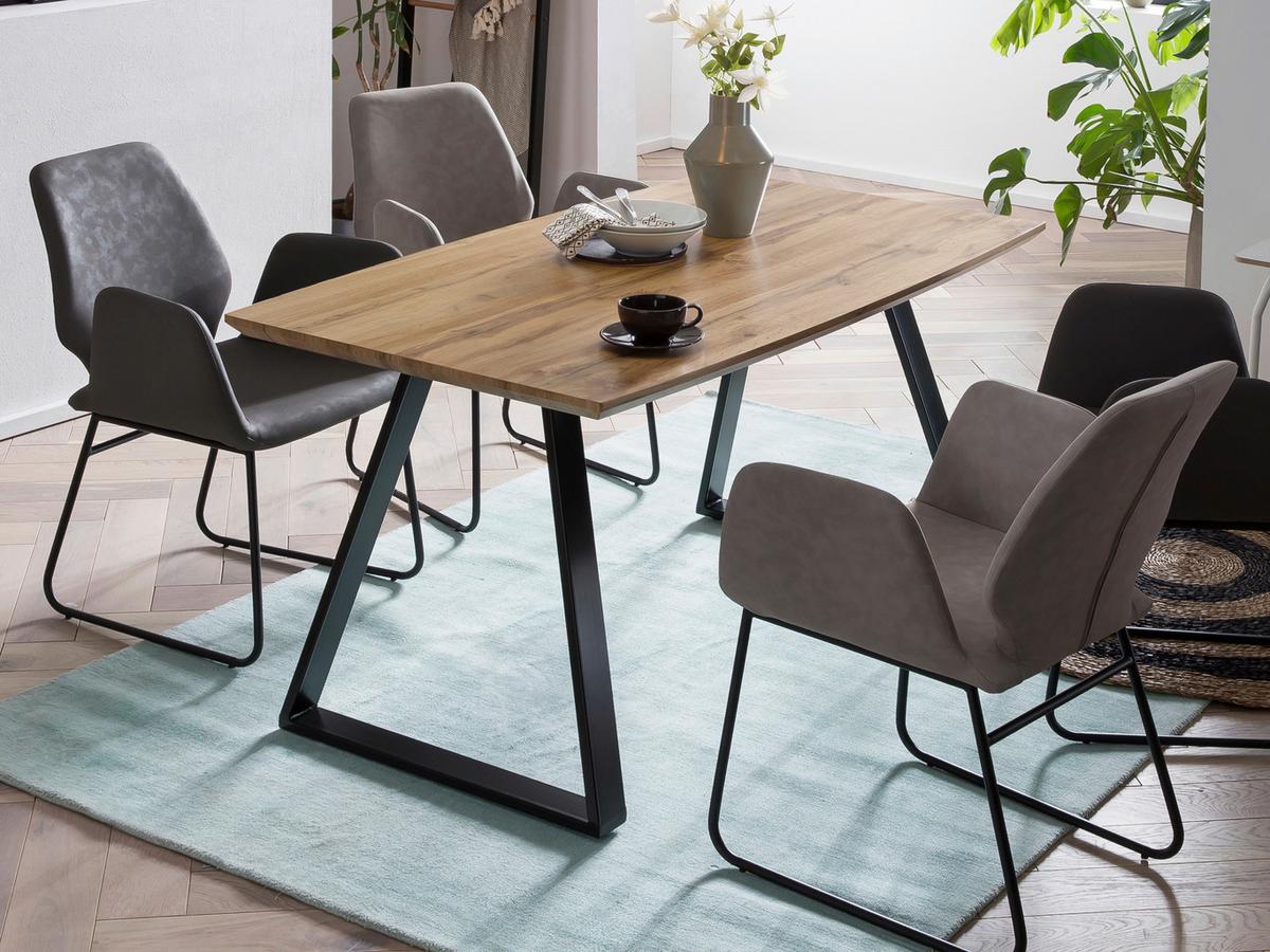 Esstisch 140x80 Eiche Dekor - Eichefarben/Schwarz, Design, Holzwerkstoff/Metall (140/80/75cm) - Livetastic