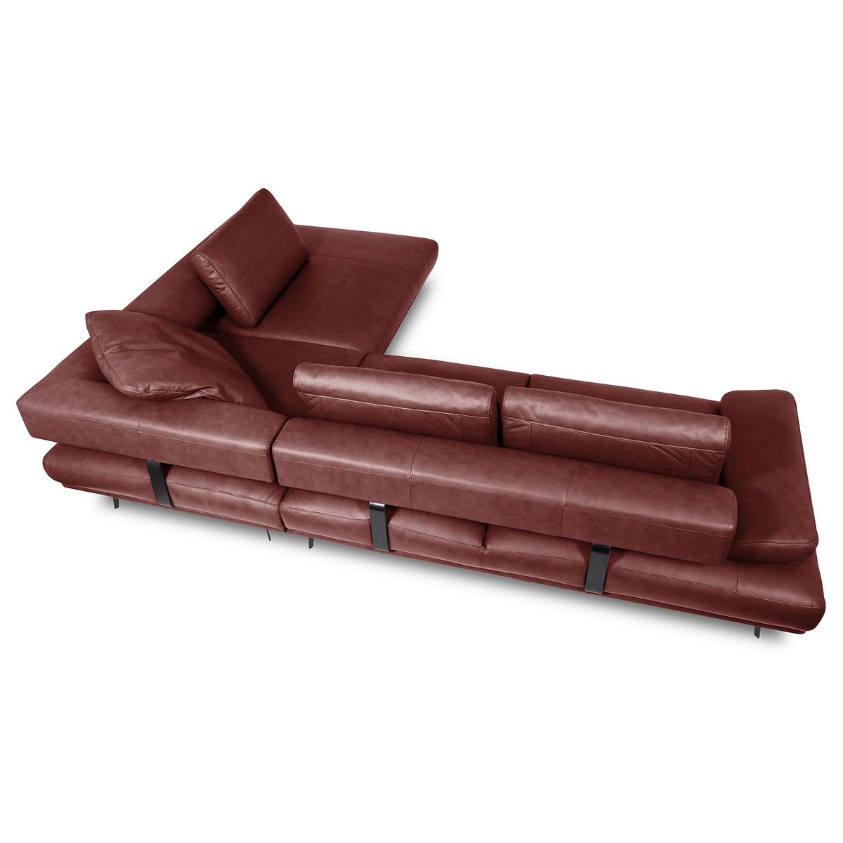 Ecksofa Como Echtleder Rot 306x237 - Rot/Schwarz, Design, Leder (306/237cm) - Livetastic