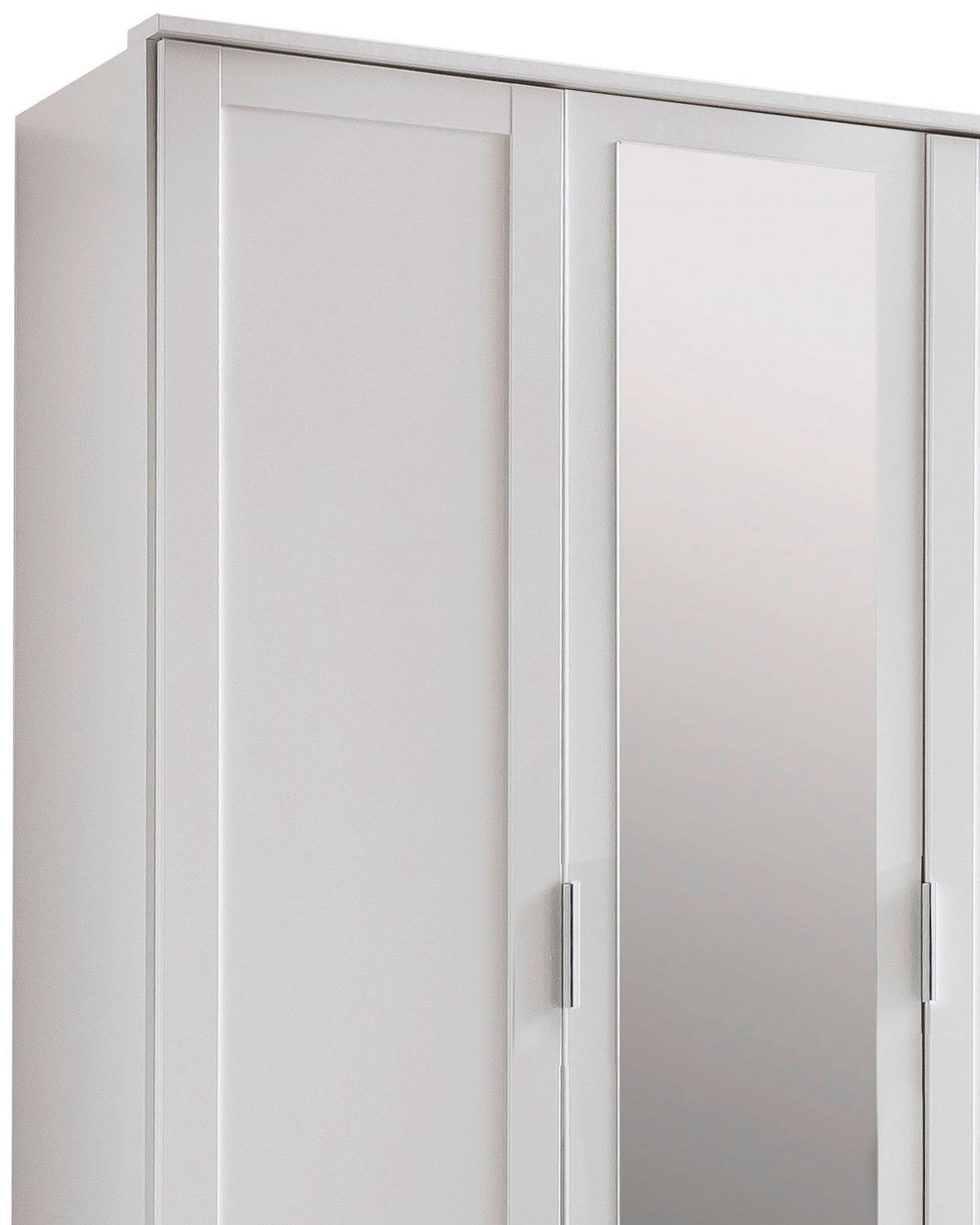 Drehtürenschrank Mit Spiegel 135cm Nadja, Weiß Dekor - Weiß, KONVENTIONELL, Glas/Holzwerkstoff (135/210/58cm) - MID.YOU