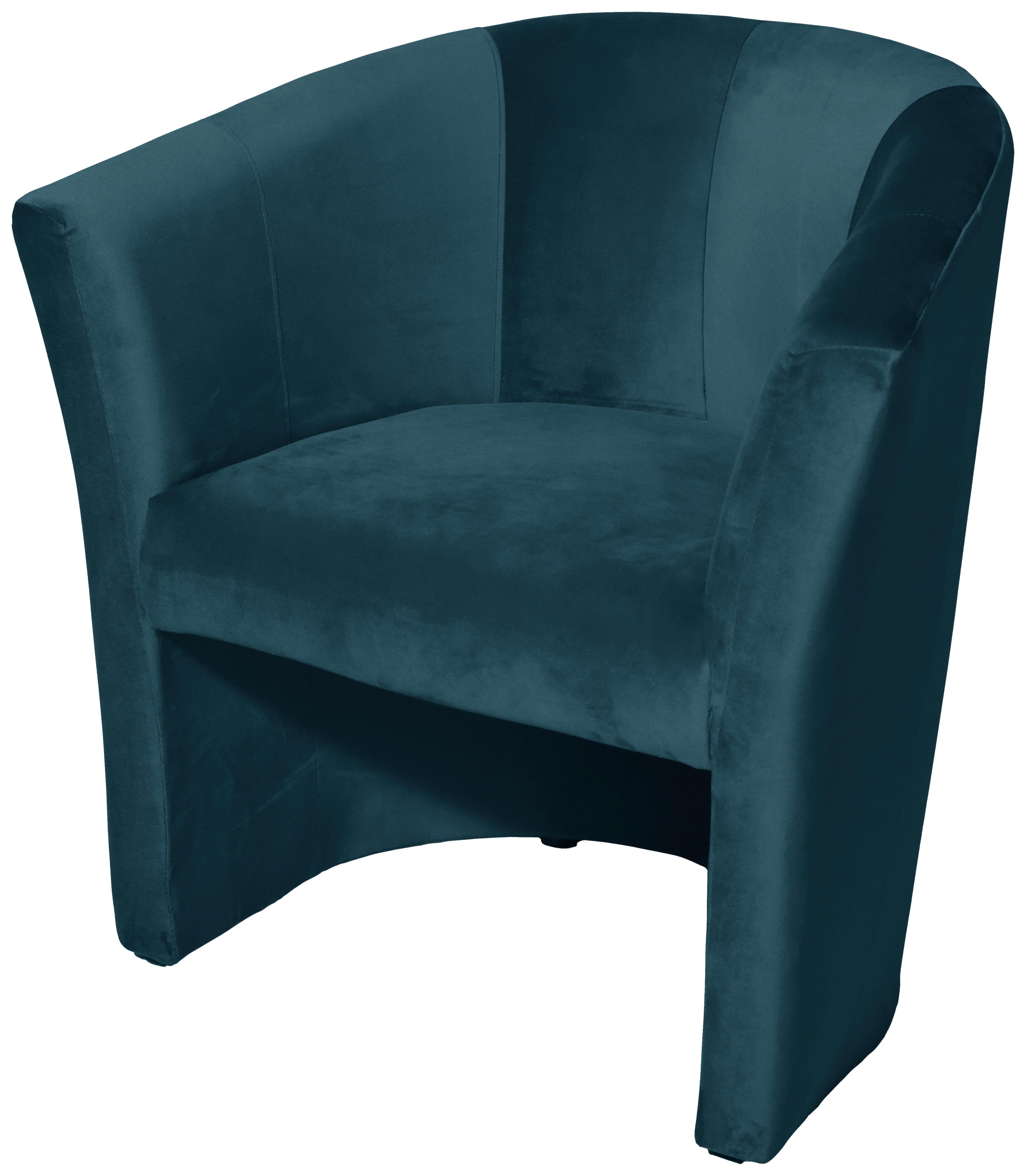 Relaxsessel mit Armlehnen Jazz Velours Blau - Blau/Schwarz, Design, Textil (75/76/65cm) - MID.YOU