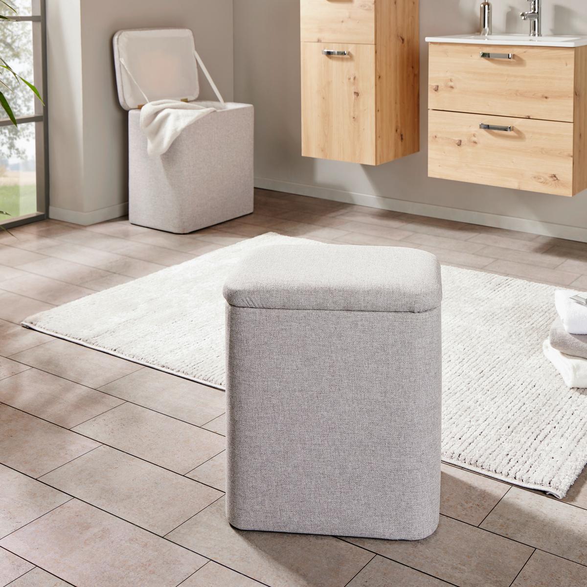 Wäschetonne Sandra - Hellgrau/Grau, Basics, Holz/Textil (48/38/53cm) - Luca Bessoni