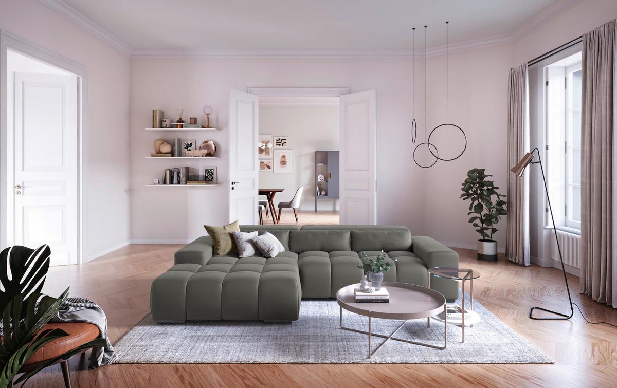 Ecksofa mit Relaxfunktion Orion Kopfstütze Klappbar Anthrazit - Anthrazit/Silberfarben, KONVENTIONELL, Textil (186/307cm) - Livetastic