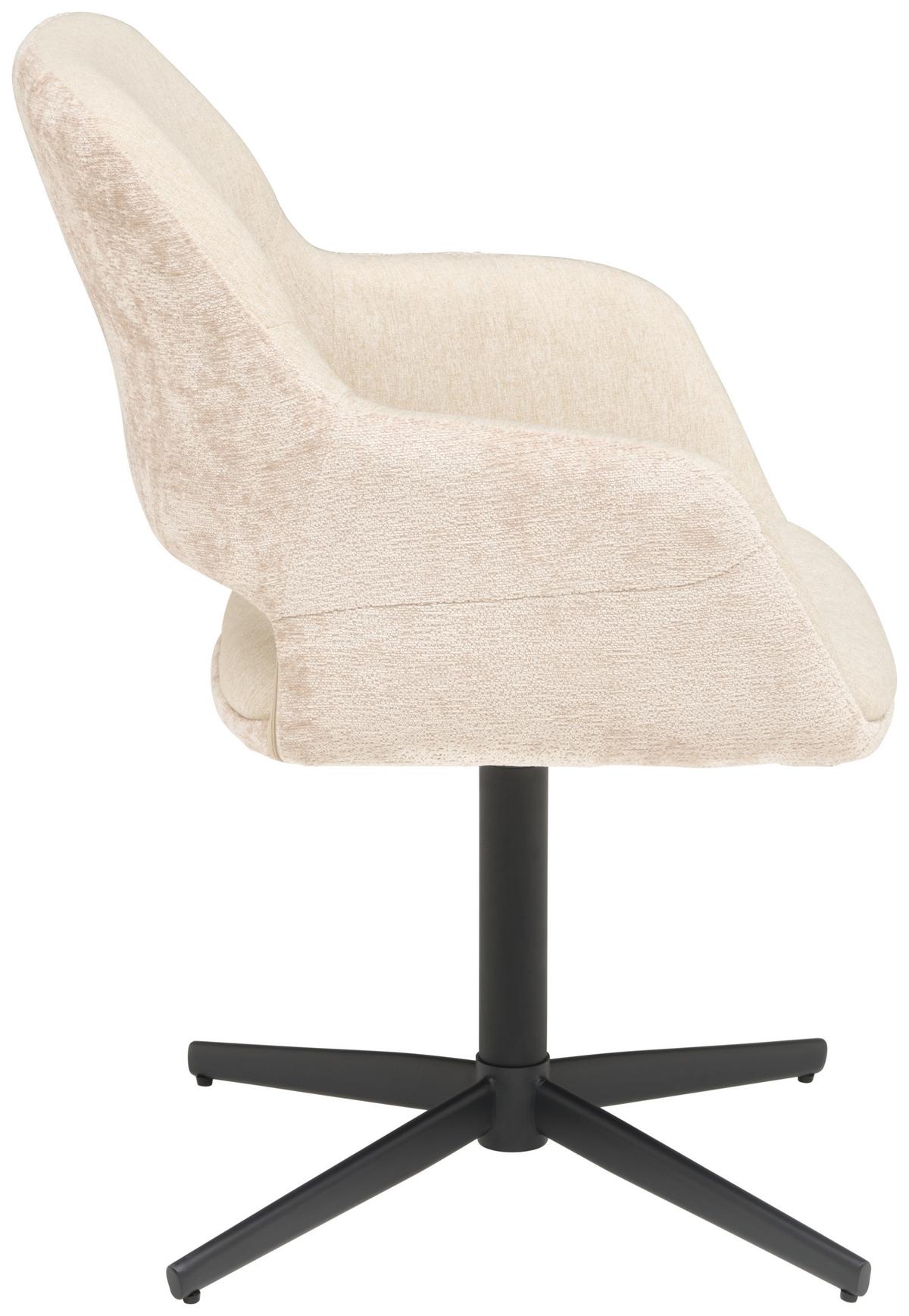 Armlehnstuhl Kaan Chenille Beige, B: 61 Cm - Beige/Schwarz, KONVENTIONELL, Textil/Metall (61/85/63cm) - MID.YOU