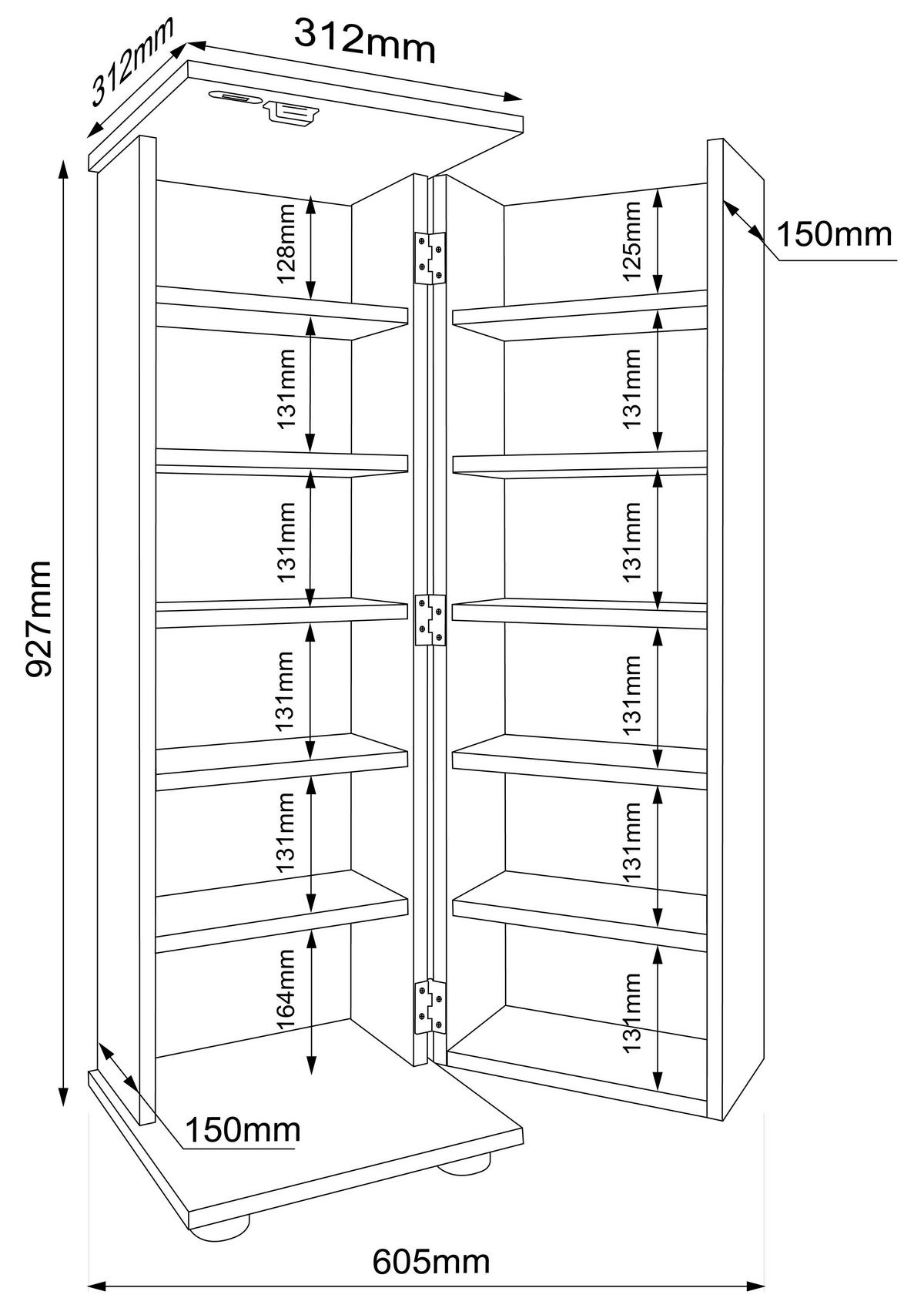 CD-Regal Engalo Eiche Dekor B: 31 cm - Honigeiche/Schwarz, Design, Holzwerkstoff (31/93/31cm) - MID.YOU