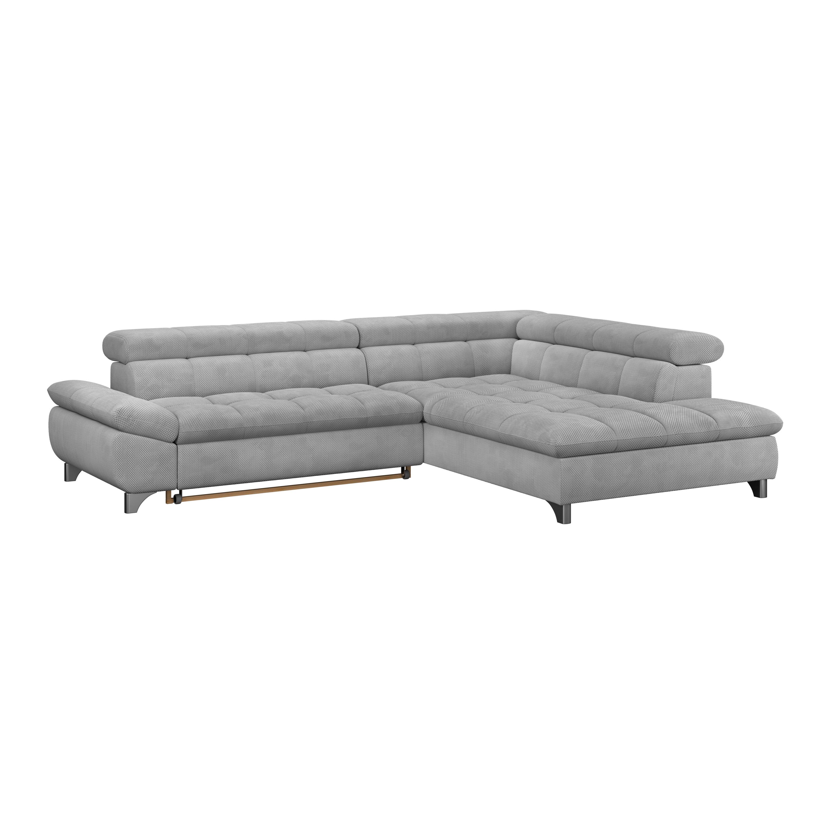 Ecksofa Gemini Hellgrau, B: 312 cm - Chromfarben/Hellgrau, KONVENTIONELL, Textil (312/234cm)
