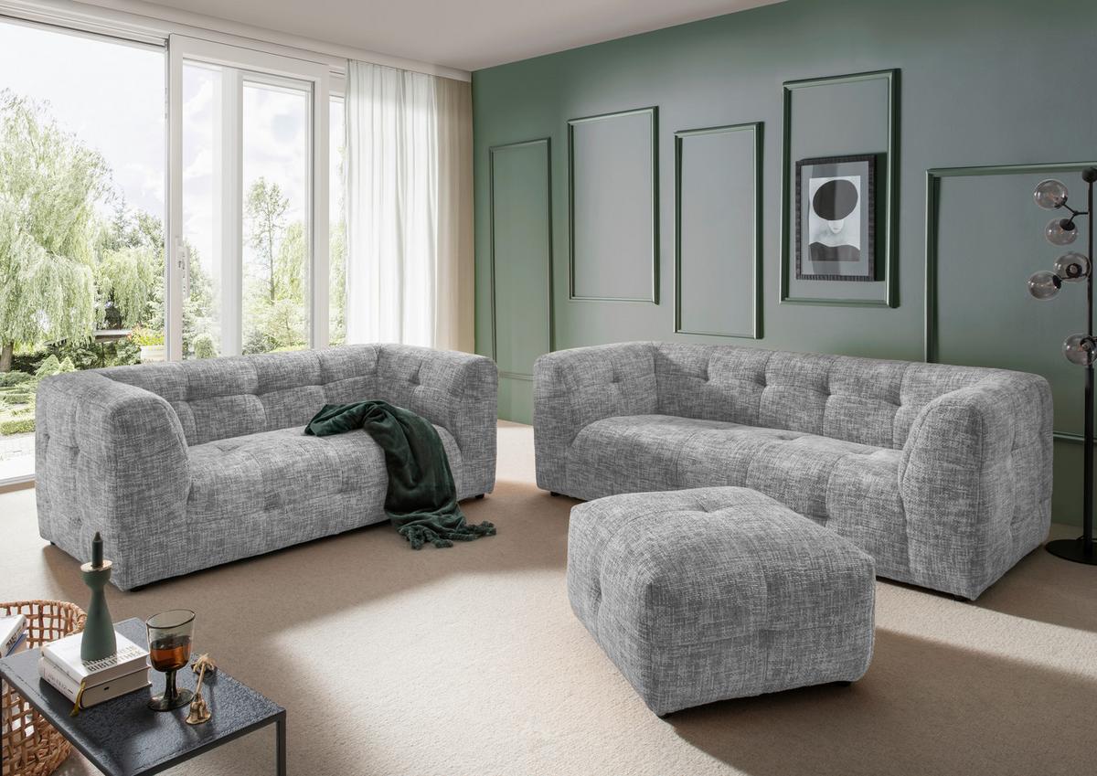 Hocker Velice, Silberfarben B: 72 Cm - Silberfarben/Schwarz, Design, Textil (72/44/72cm) - Livetastic