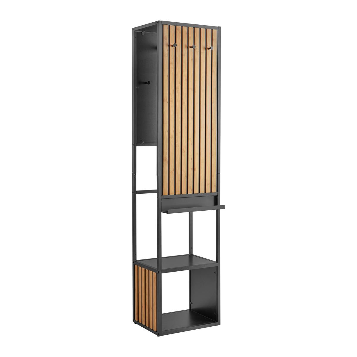 Šatna PANELO -EXKLUSIV- - černá/přírodní barvy, Moderní, kov/kompozitní dřevo (44/186/34cm) - Mömax