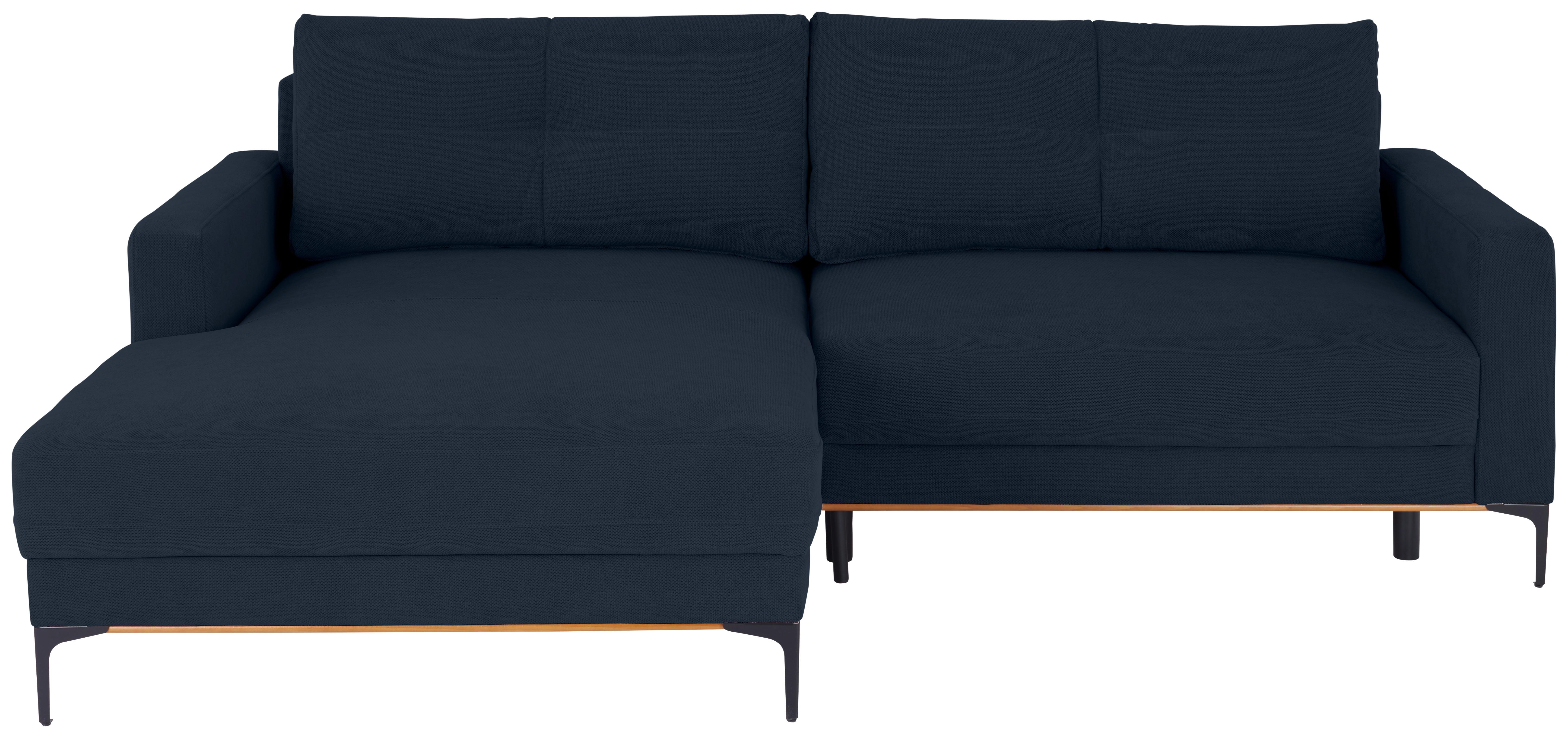 Ecksofa Bergamo - Royalblau/Schwarz, MODERN, Textil (162/238cm) - Ondega