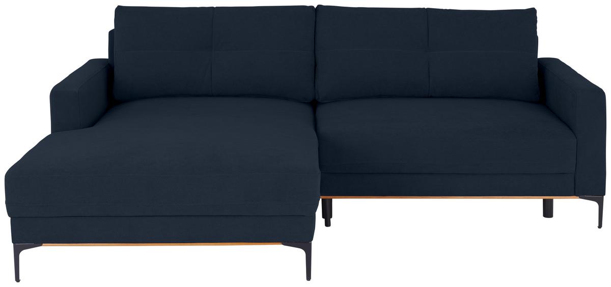 Ecksofa Bergamo - Royalblau/Schwarz, MODERN, Textil (162/238cm) - Ondega
