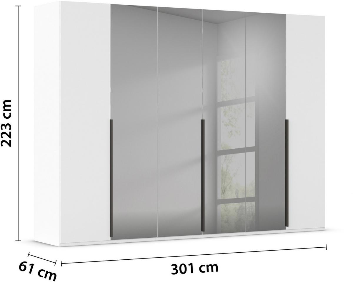 Drehtürenschrank Paola Grau Weiß B: 301 cm - Weiß/Grau, Trend, Glas/Holzwerkstoff (301/223/61cm) - Rauch Möbel