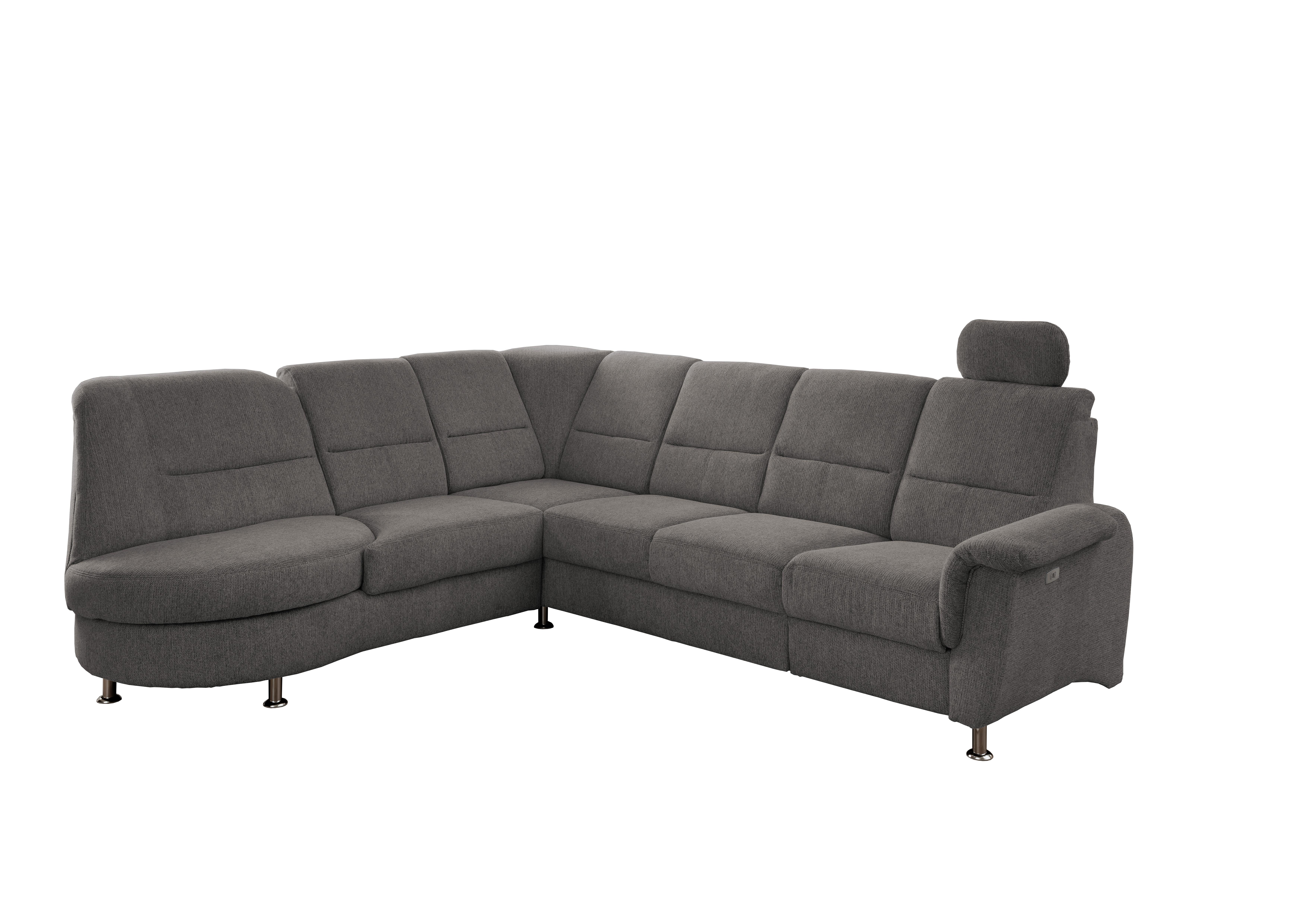 Ecksofa mit Relaxfunktion Parole Graubraun Chenille - Chromfarben/Graubraun, MODERN, Textil (236/275cm) - Livetastic